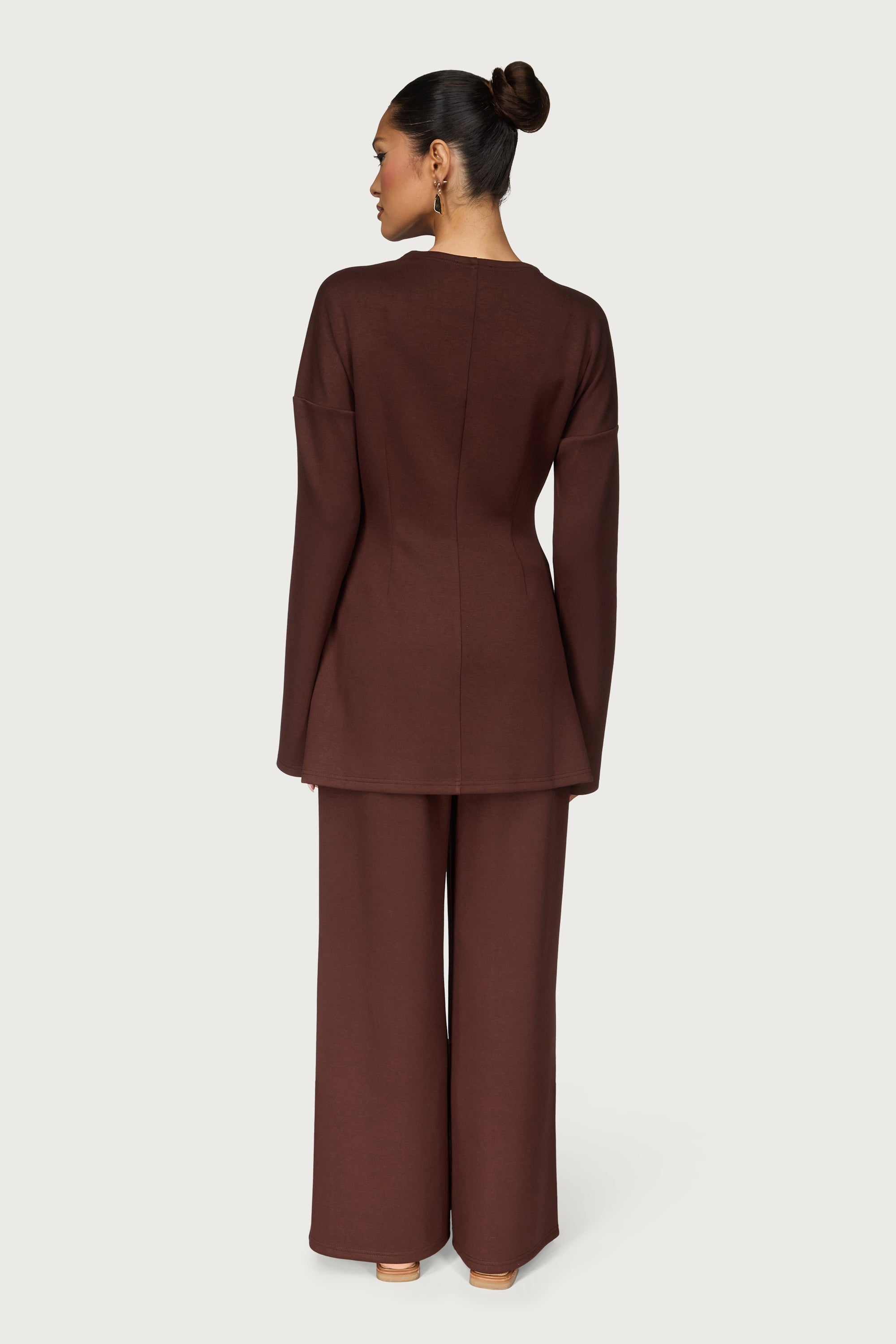 Cinch Top & Pants Set - Warm Brown Abayas Veiled