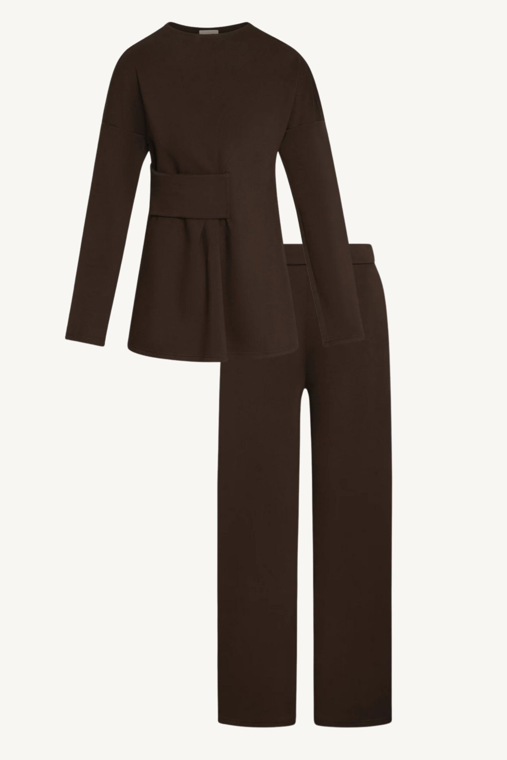 Cinch Top & Pants Set - Warm Brown Abayas Veiled