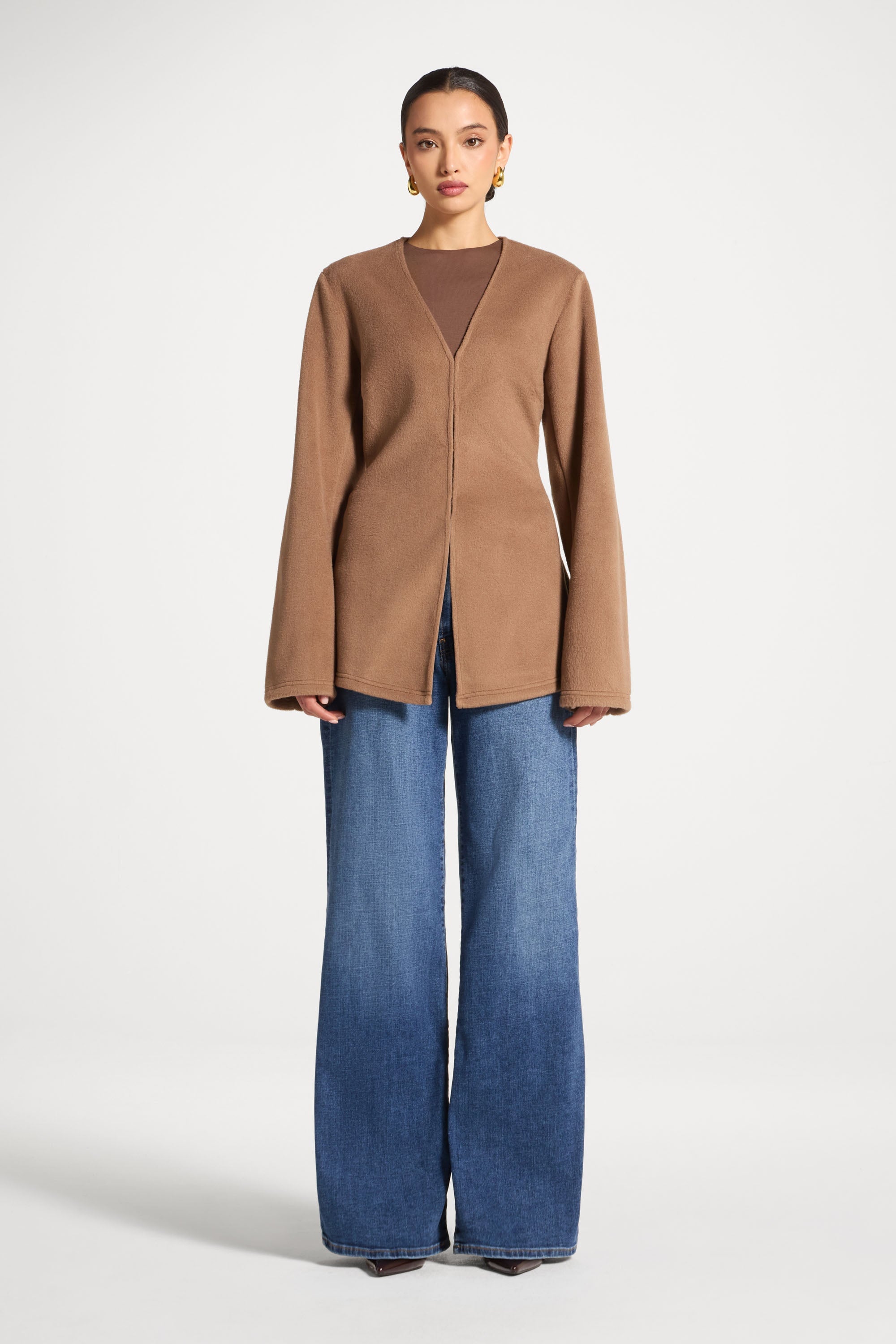 Cinch Waist Cardigan - Caramel Abayas Veiled