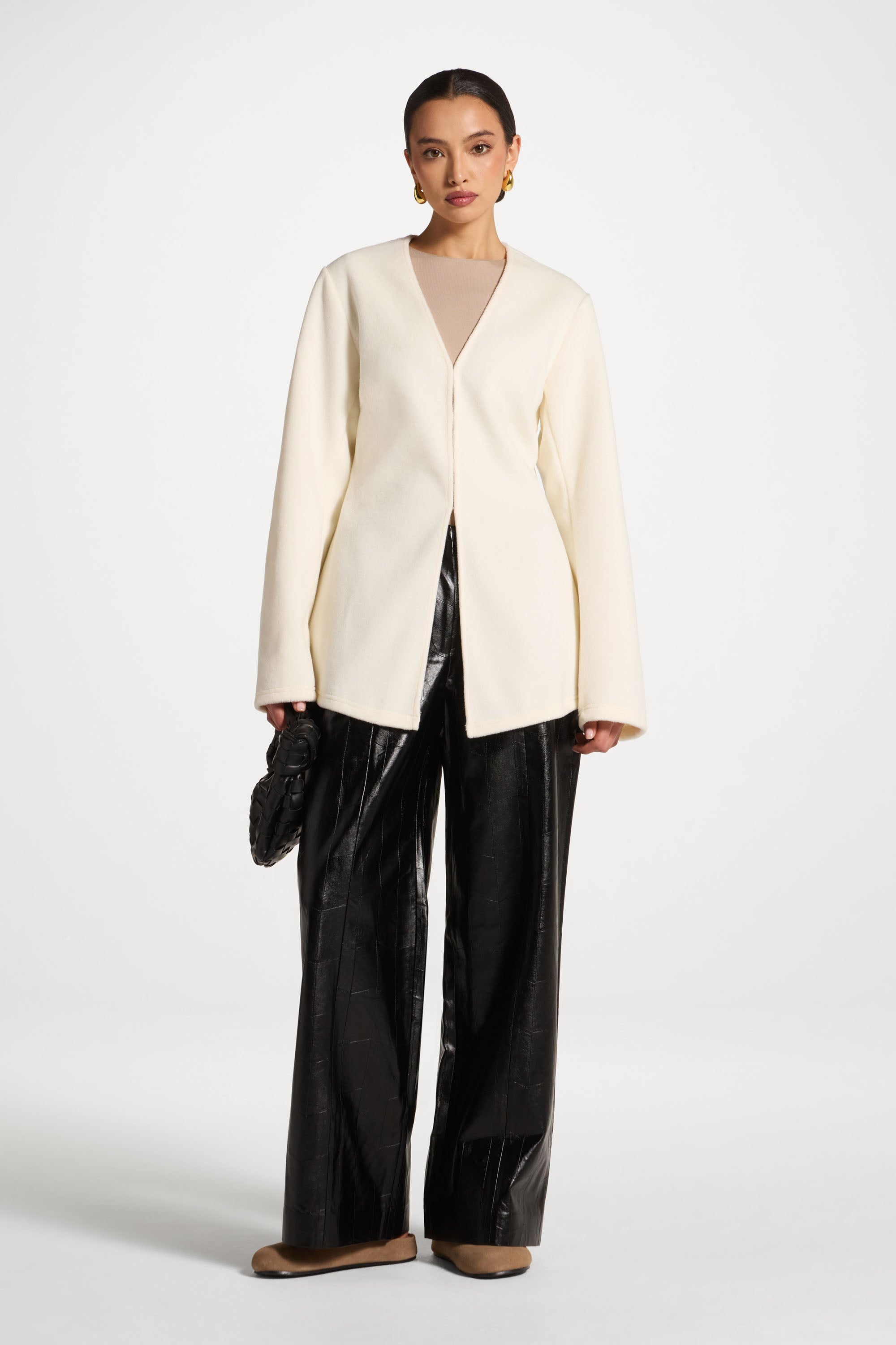 Cinch Waist Cardigan - Vanilla Abayas Veiled