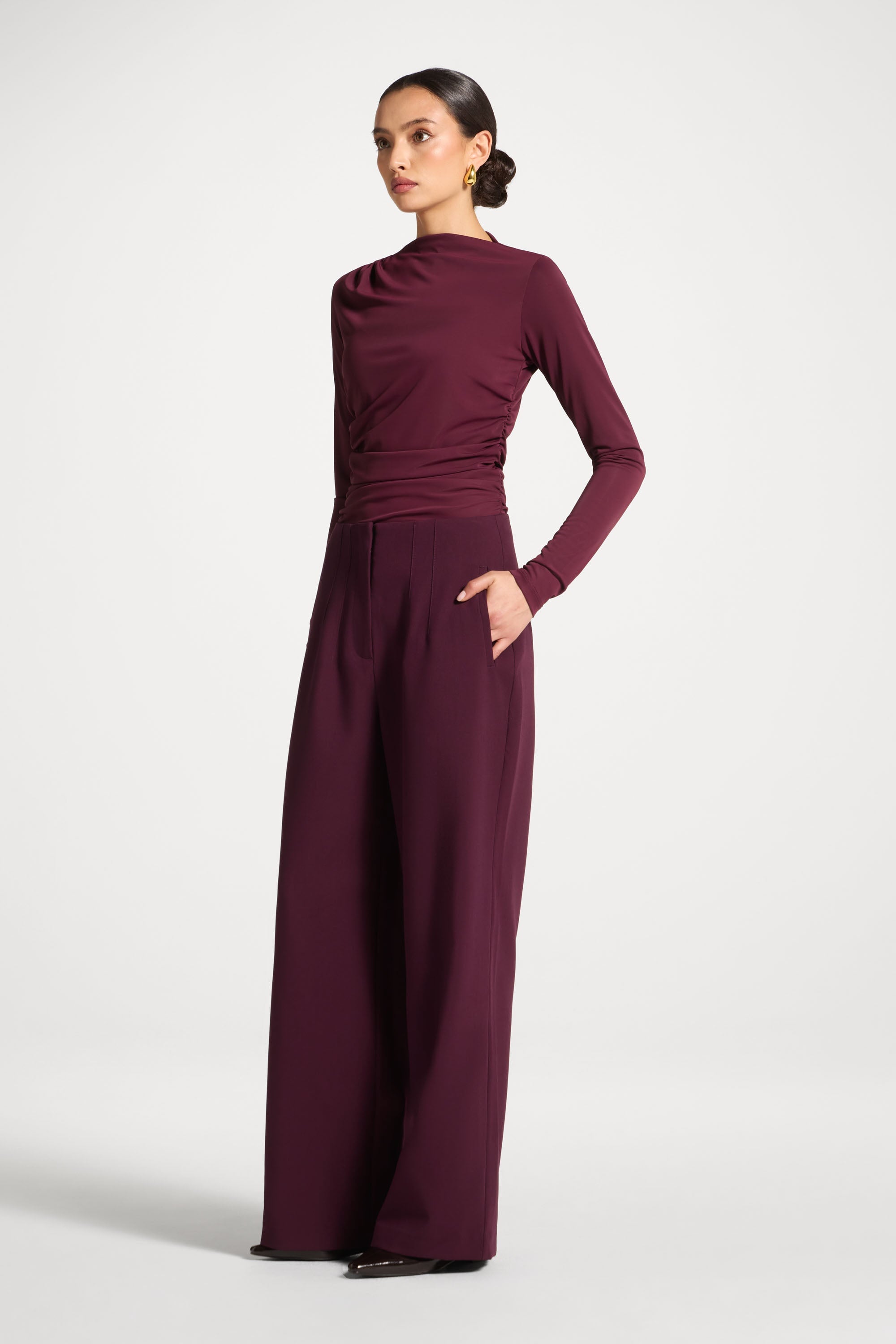 Classic Wide Leg Pants - Black Currant Abayas Veiled