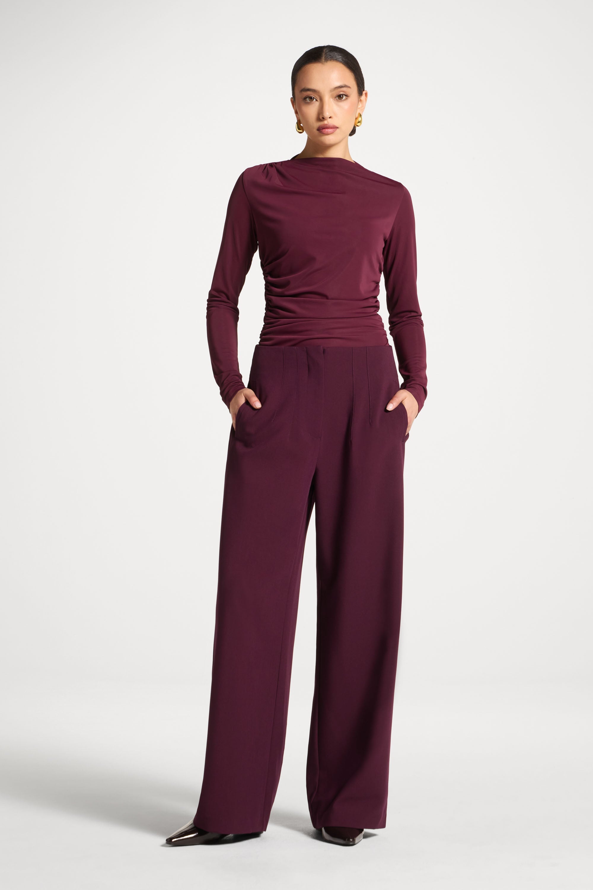 Classic Wide Leg Pants - Black Currant Abayas Veiled