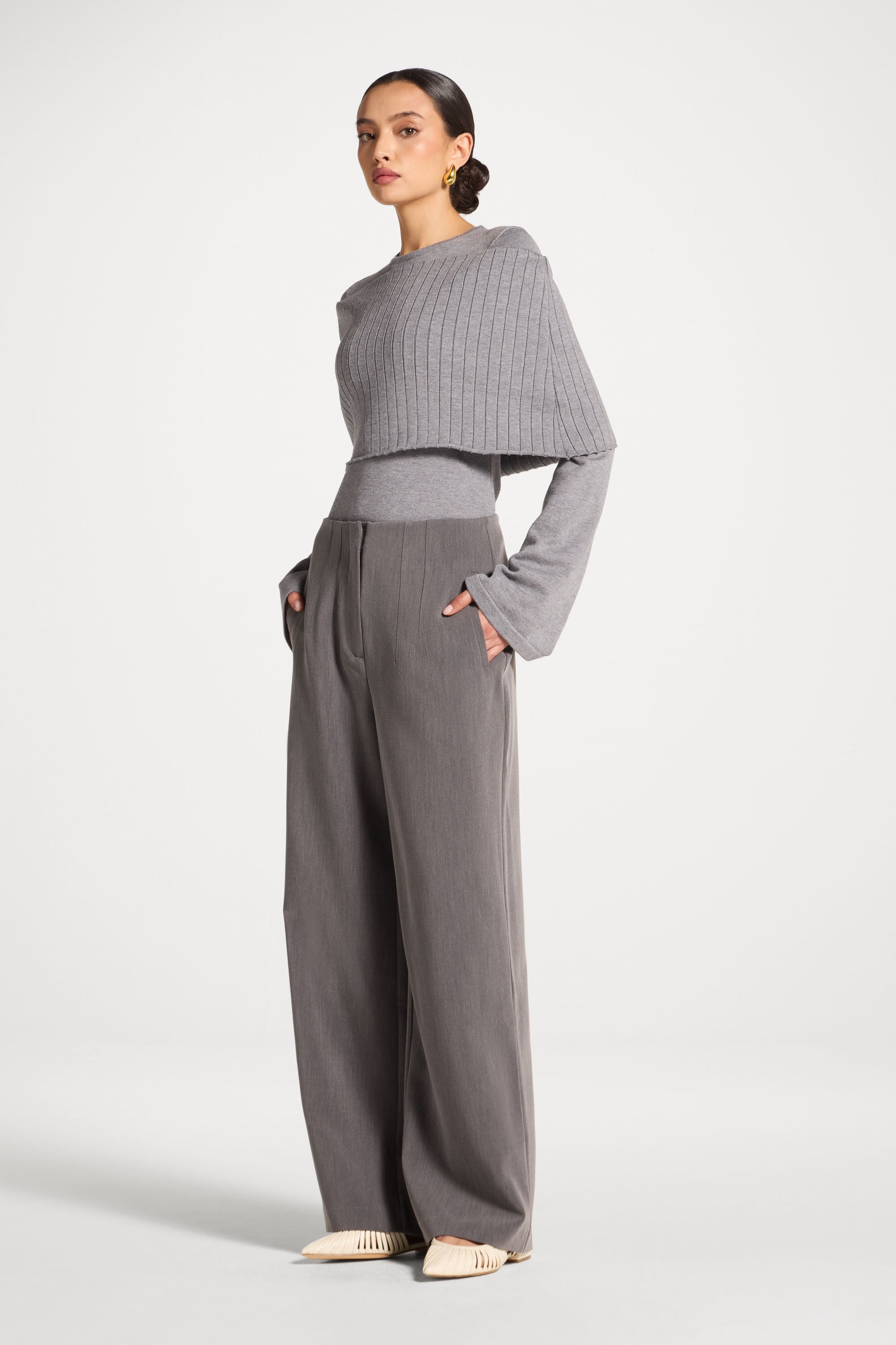 Classic Wide Leg Pants - Charcoal Abayas Veiled