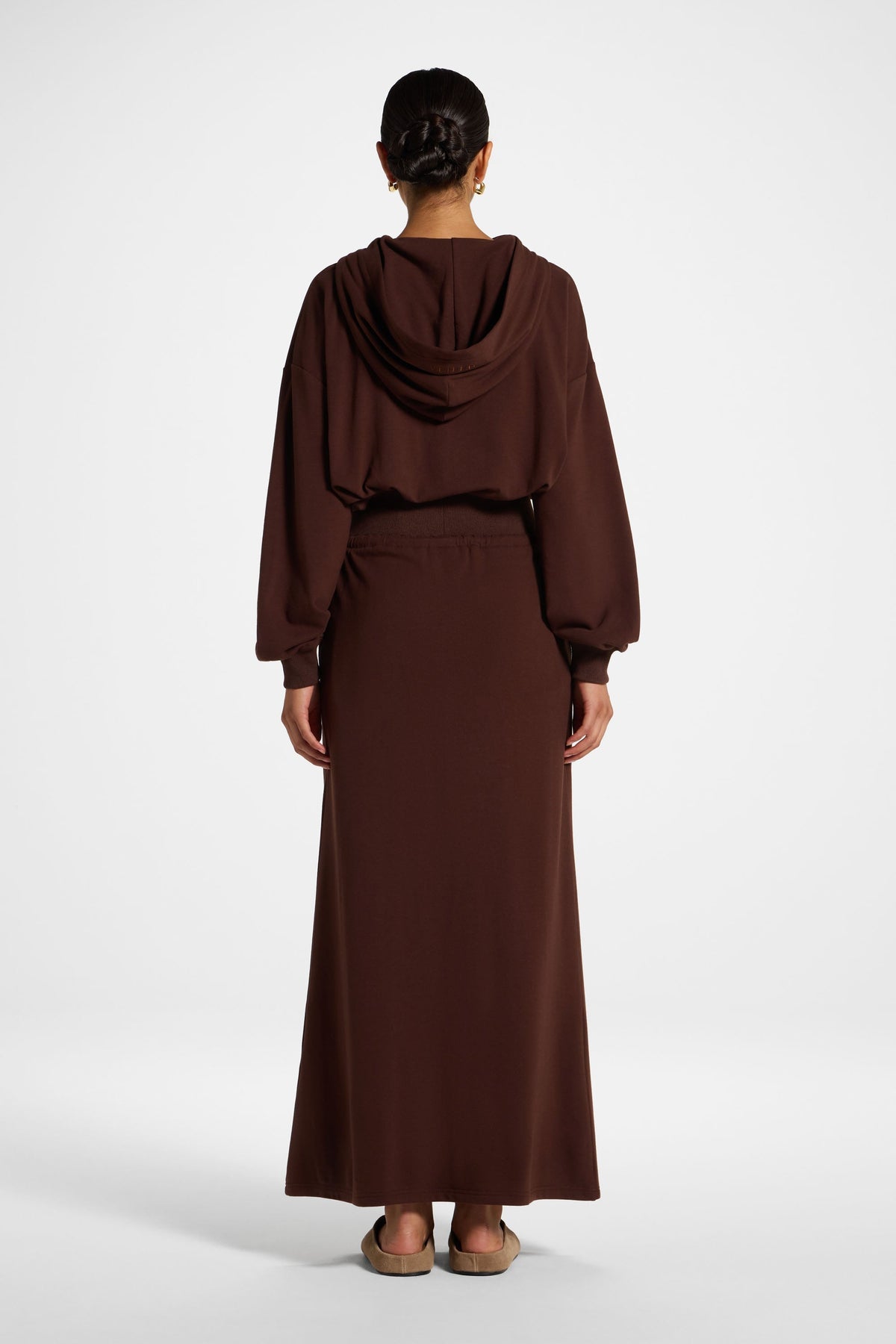Cotton Blend Lounge Skirt - Chocolate Skirt Veiled