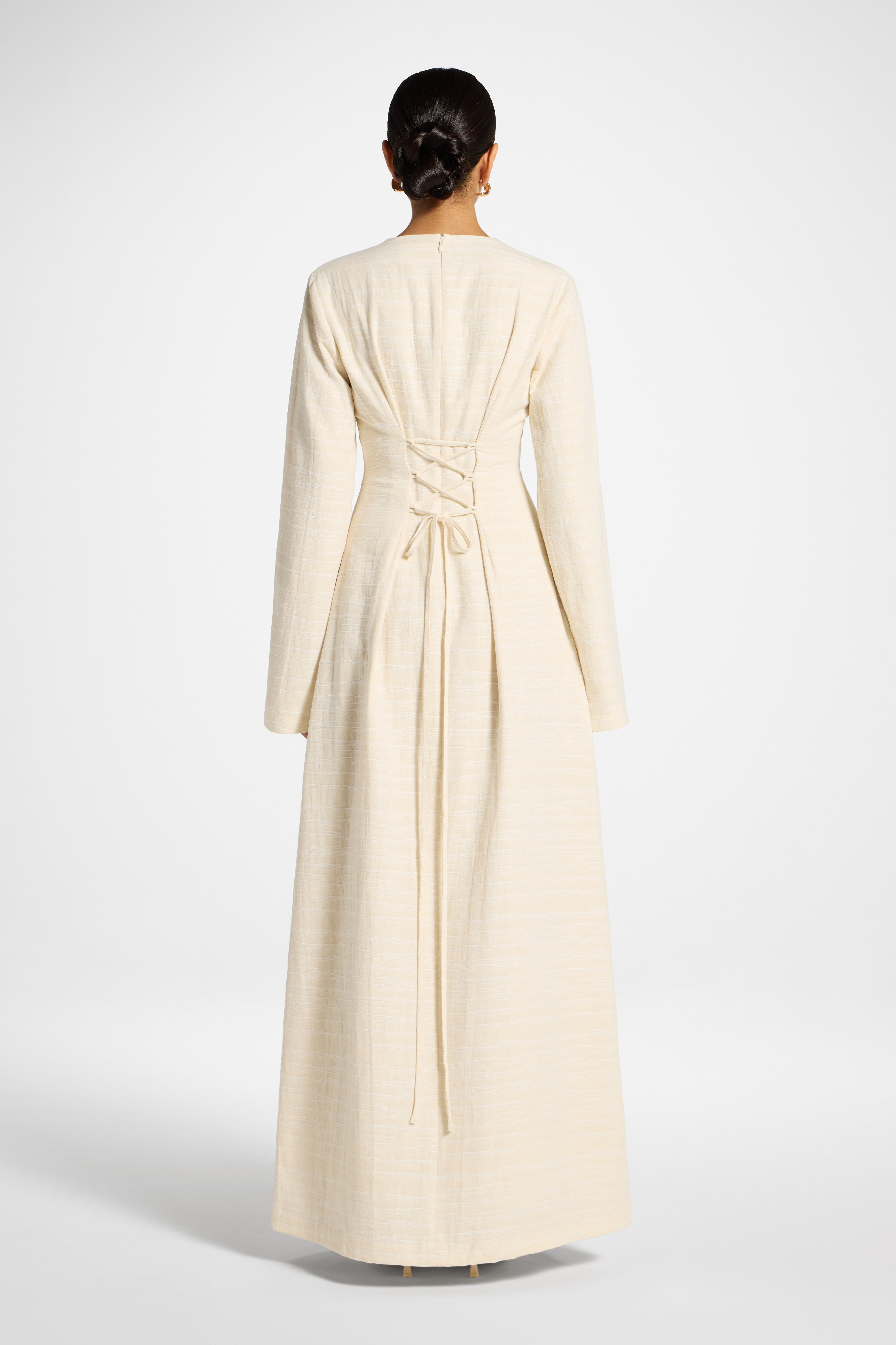 Cotton Cinch Maxi Dress - Natural Dress Veiled