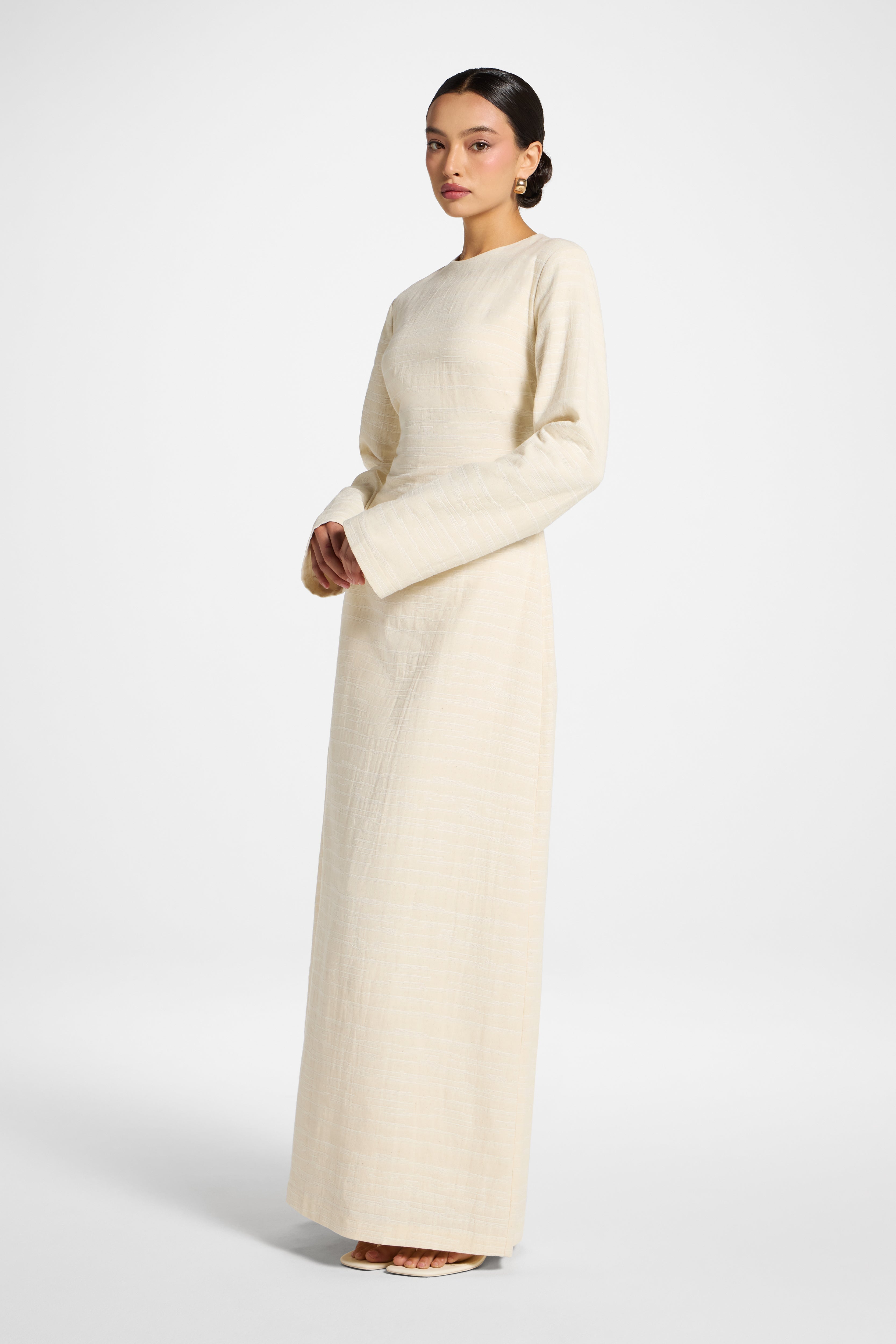 Cotton Cinch Maxi Dress - Natural Dress Veiled