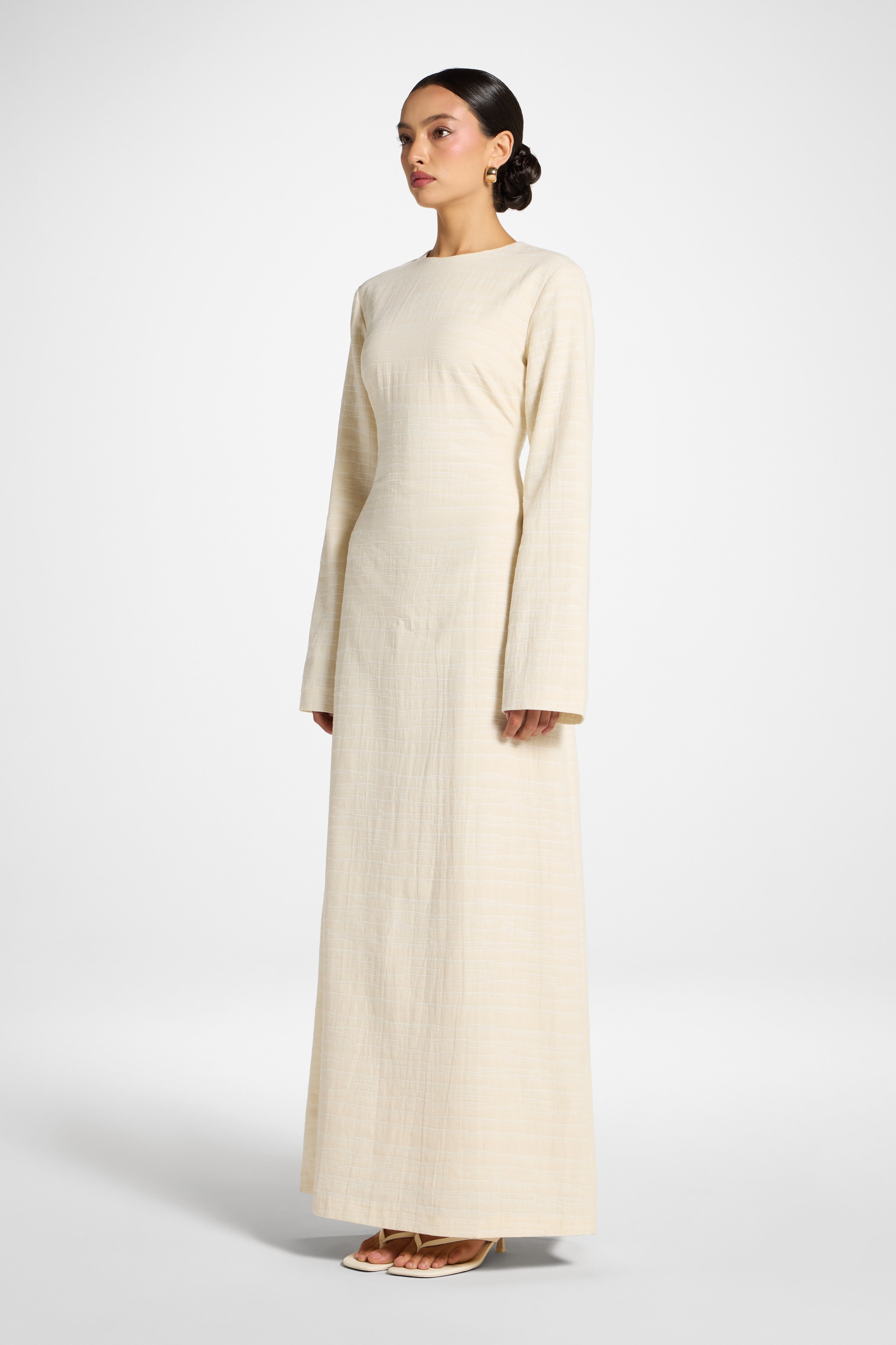 Cotton Cinch Maxi Dress - Natural Dress Veiled