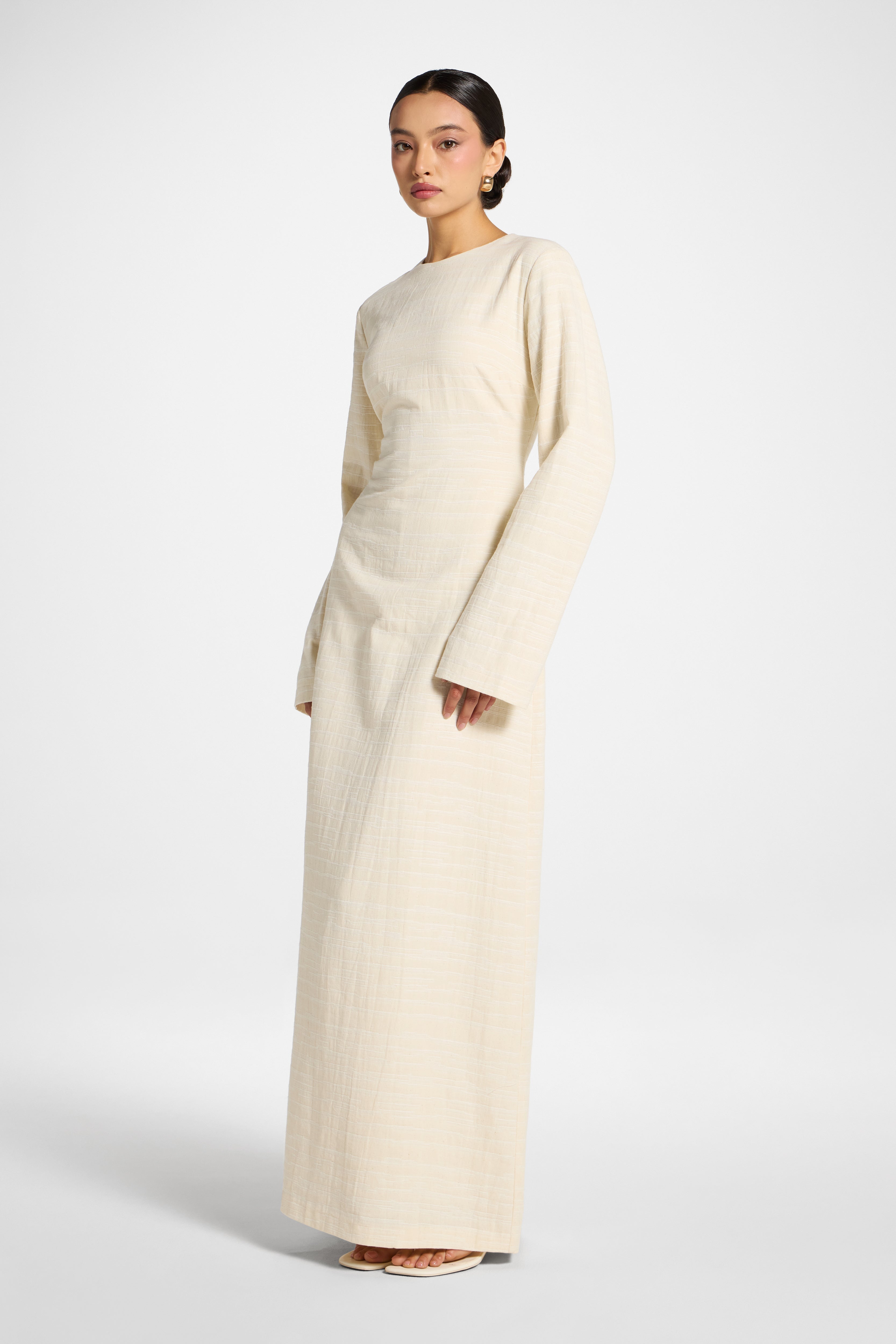 Cotton Cinch Maxi Dress - Natural Dress Veiled