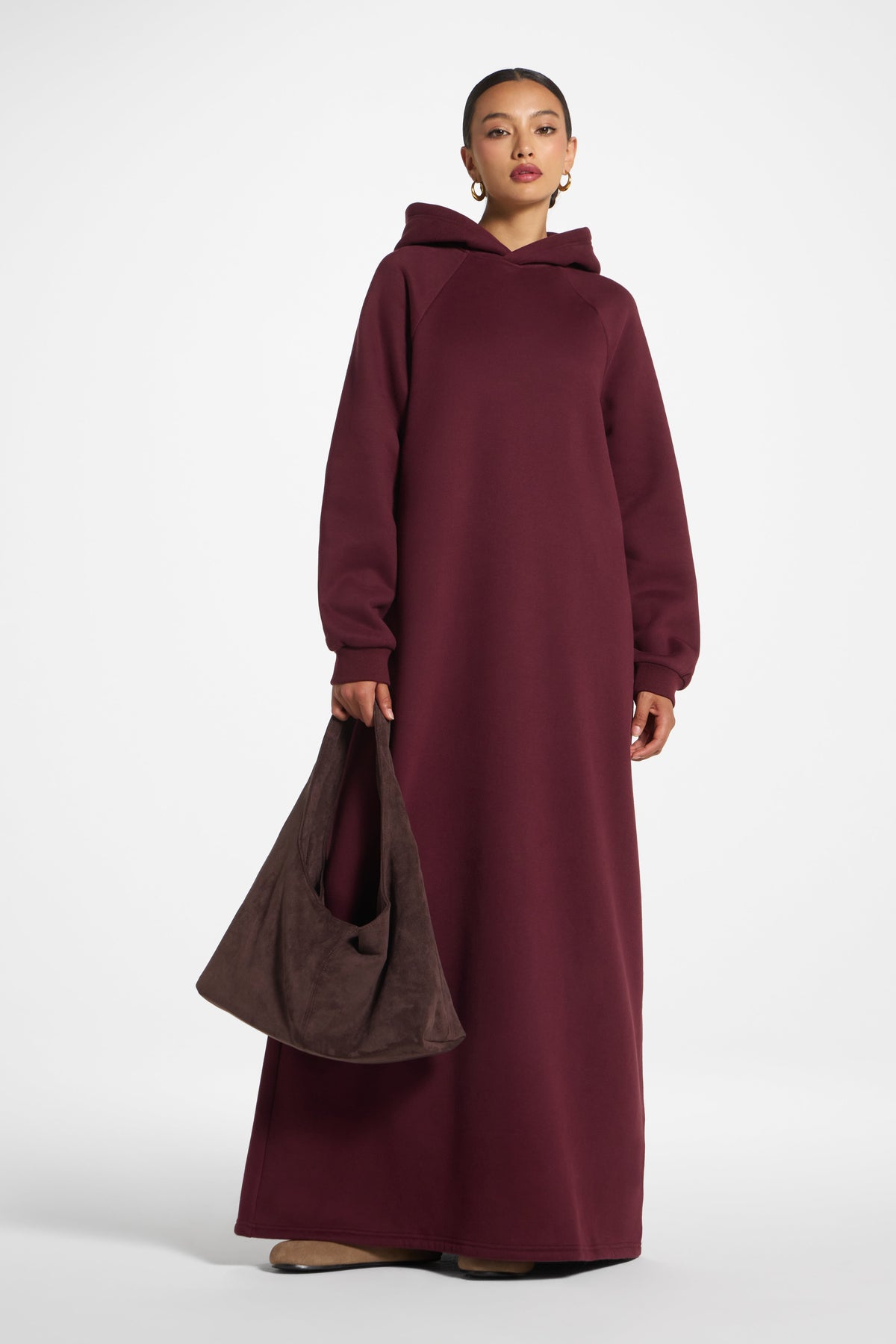 Cotton Hoodie Dress - Chocolate Plum Dress Veiled