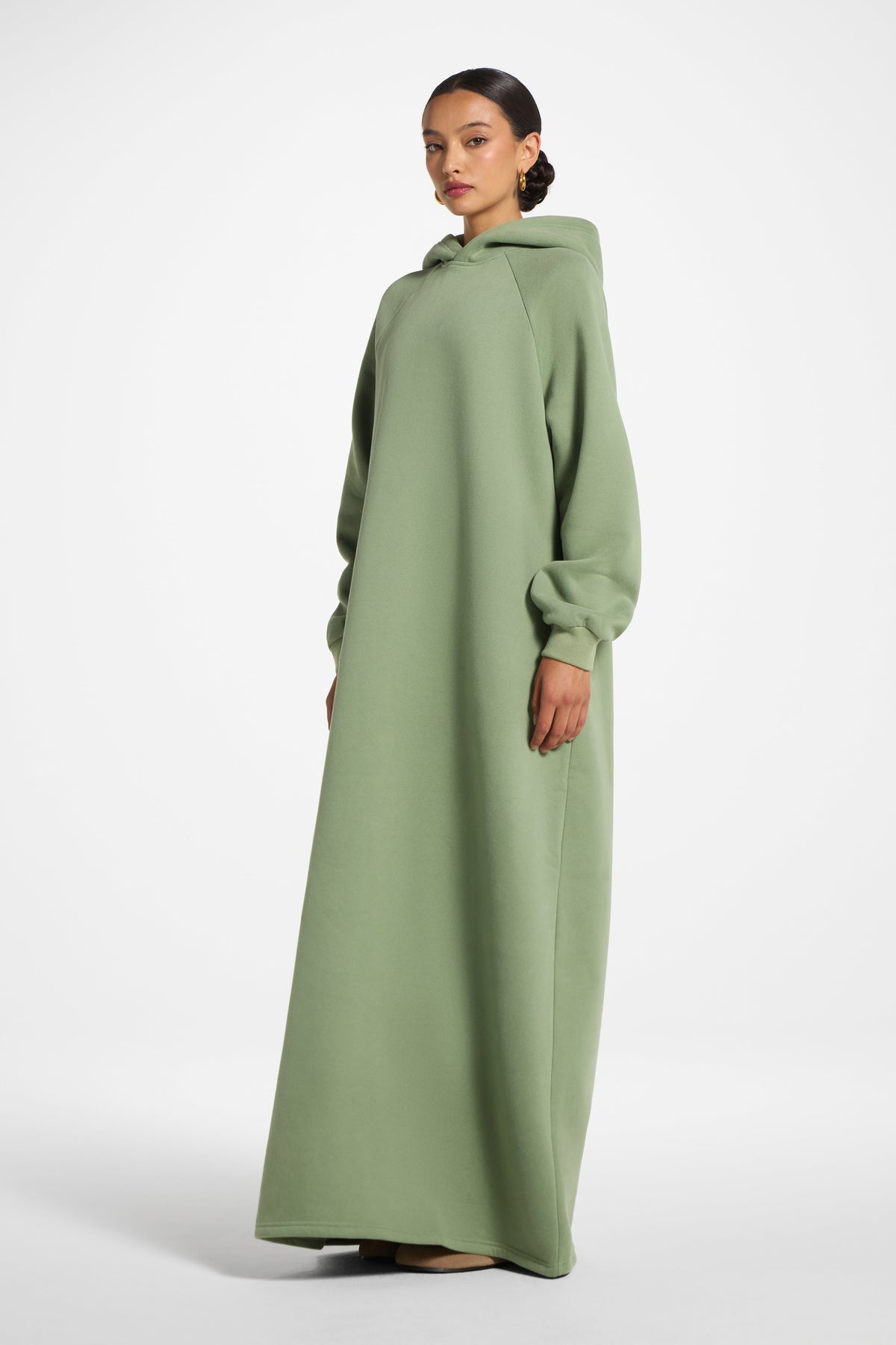 Cotton Hoodie Dress - Sage Dress Veiled