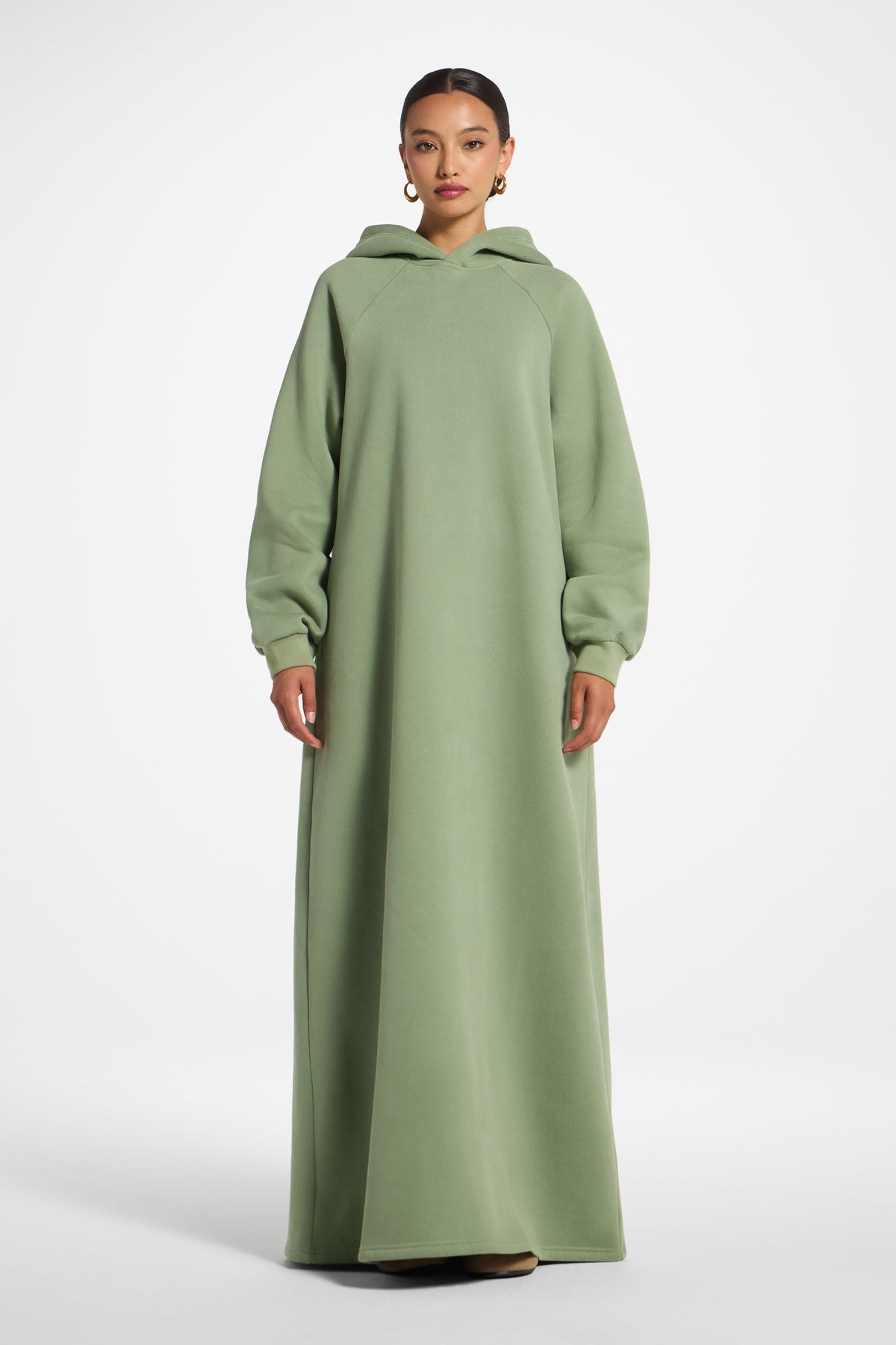Cotton Hoodie Dress - Sage Dress Veiled