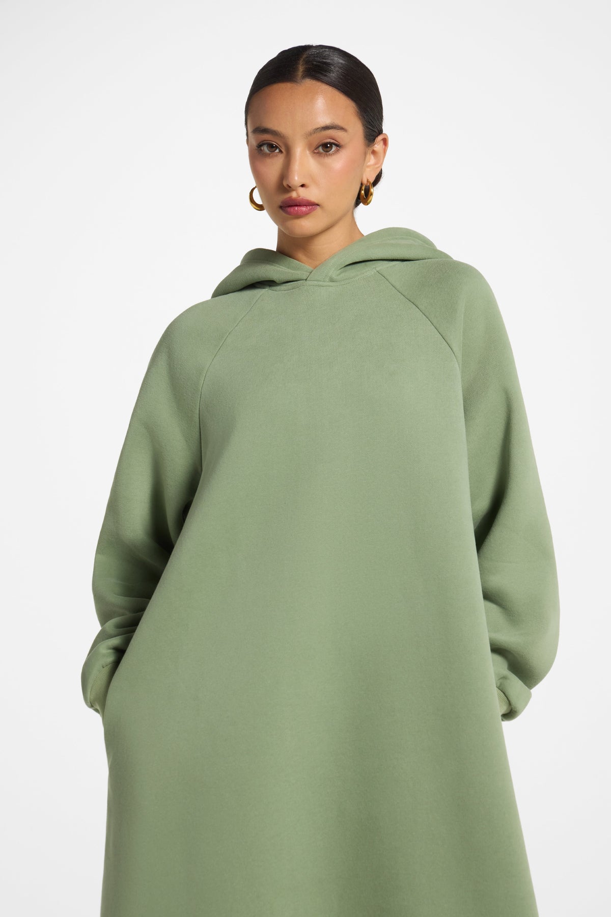 Cotton Hoodie Dress - Sage Dress Veiled
