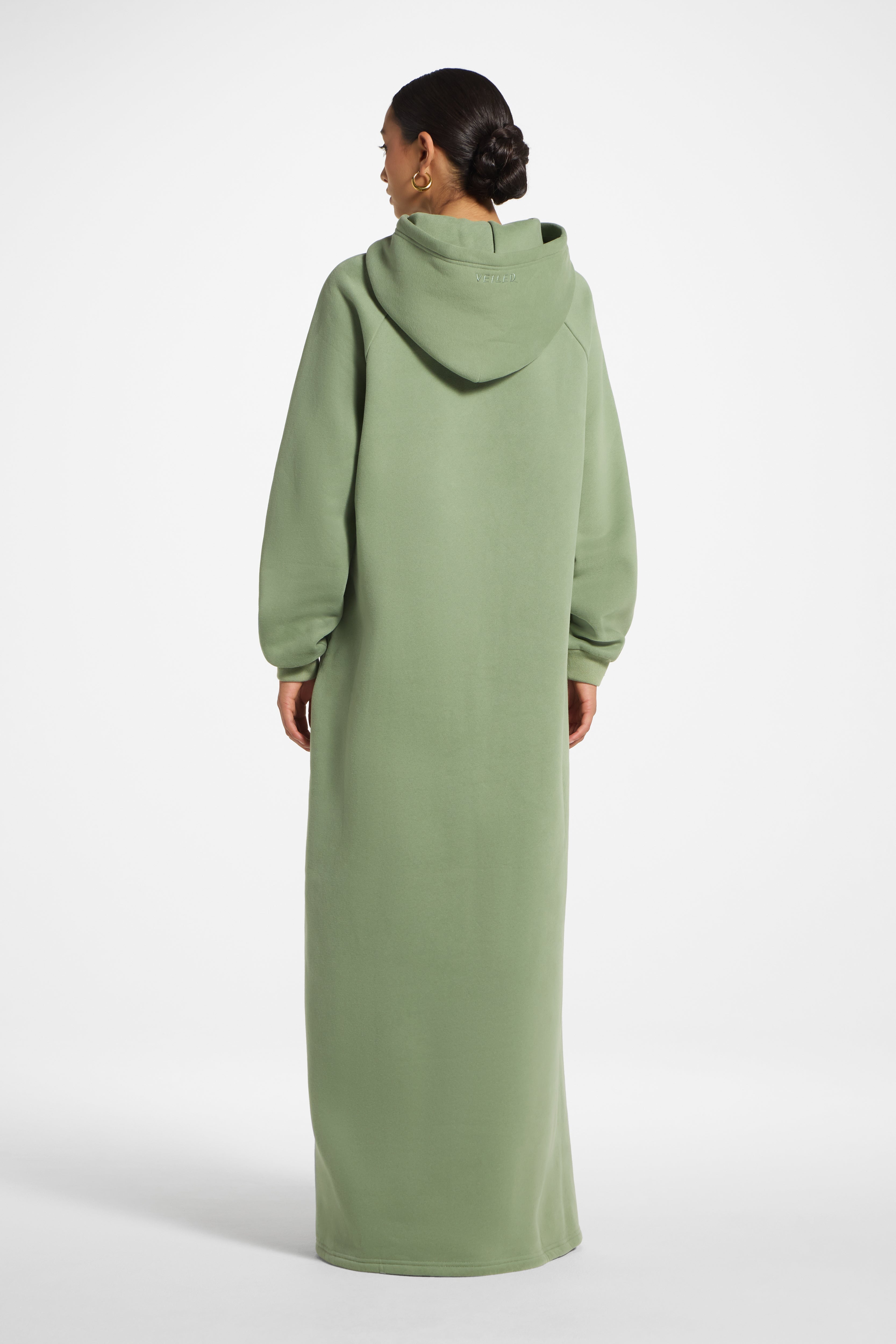 Cotton Hoodie Dress - Sage Dress Veiled