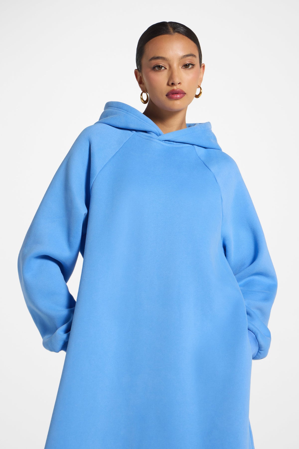 Cotton Hoodie Dress - Sky Dress Veiled