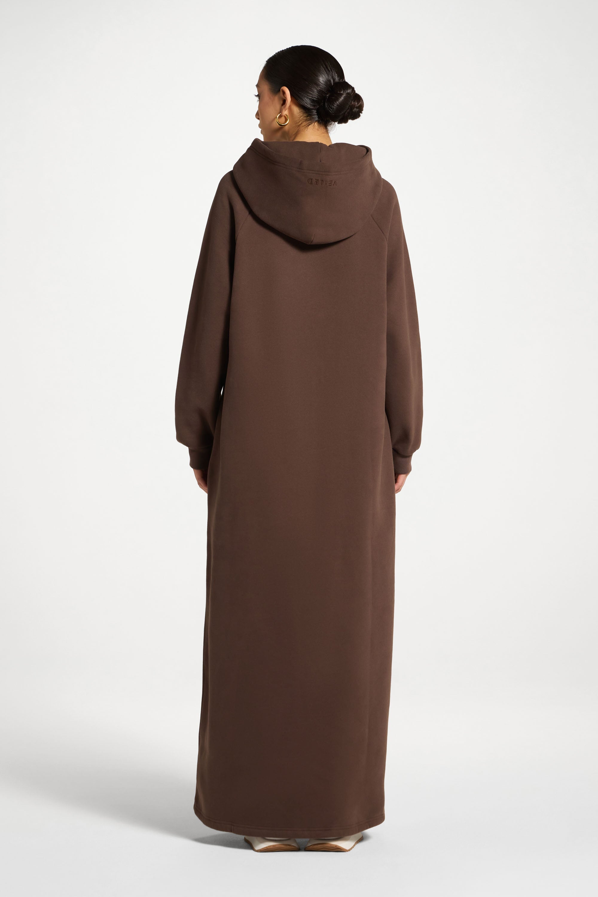 Cotton Hoodie Maxi Dress - Chocolate Abayas Veiled