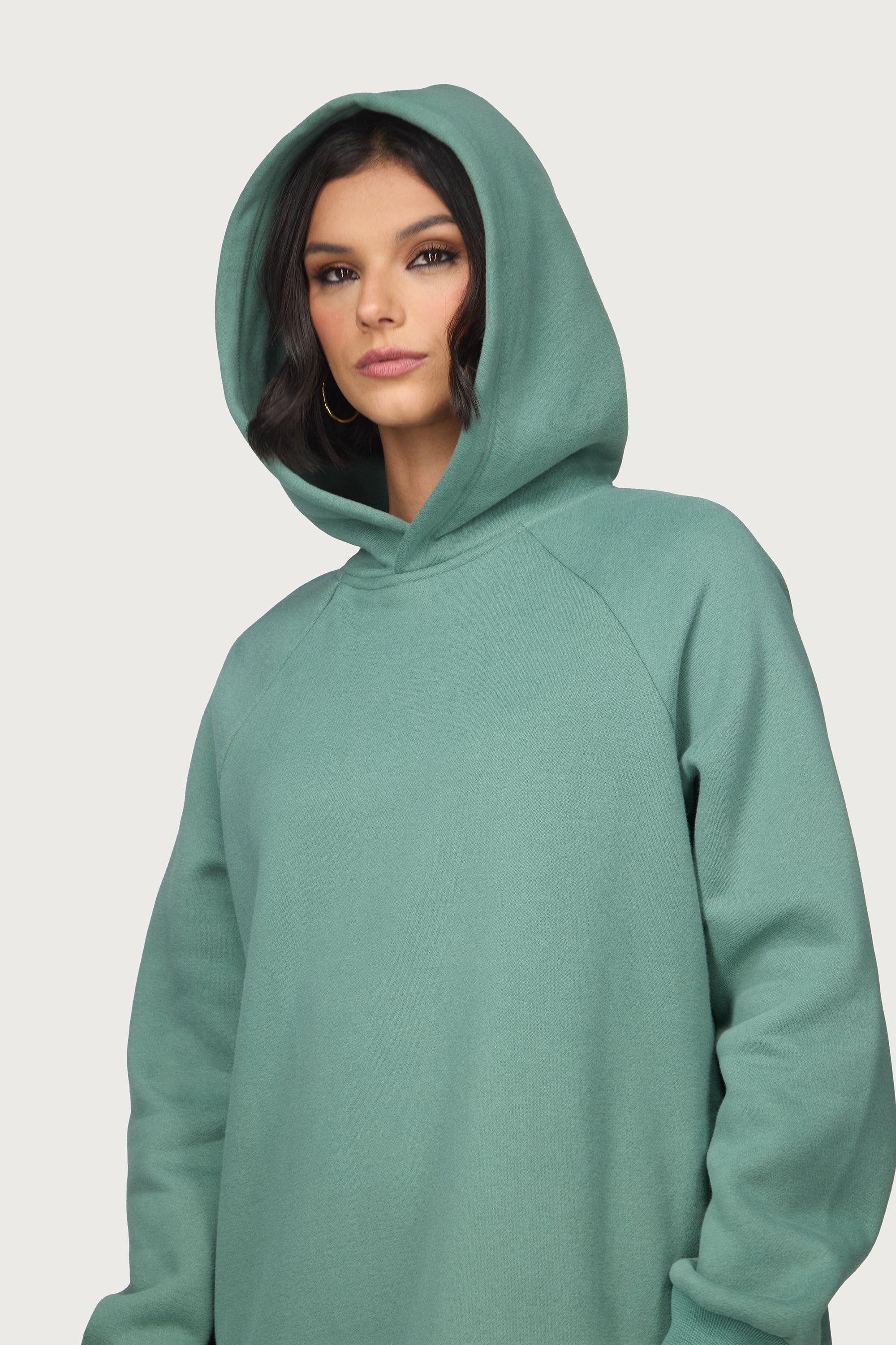 Cotton Hoodie Maxi Dress - Retro Green Abayas Veiled