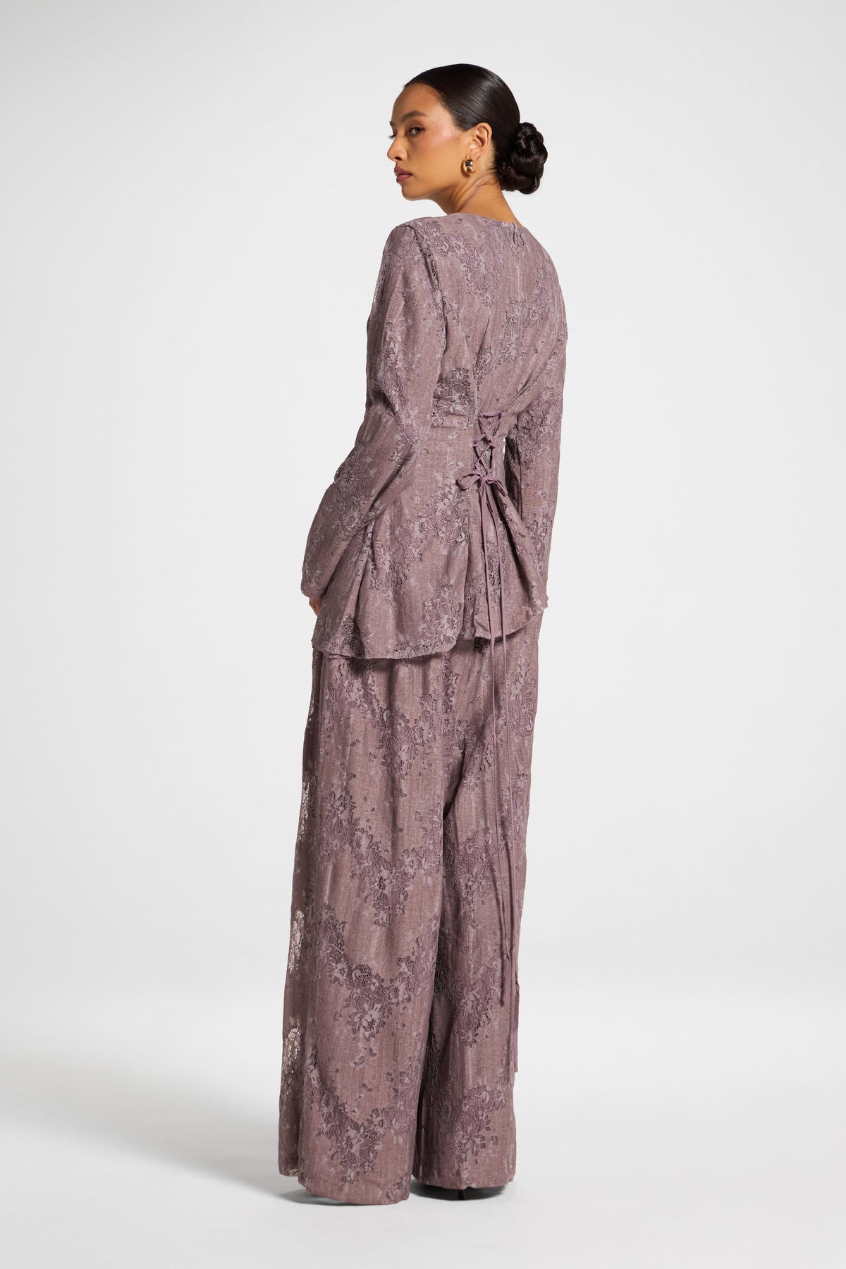 Cotton Lace Asymmetric Top - Black Plum Top Veiled