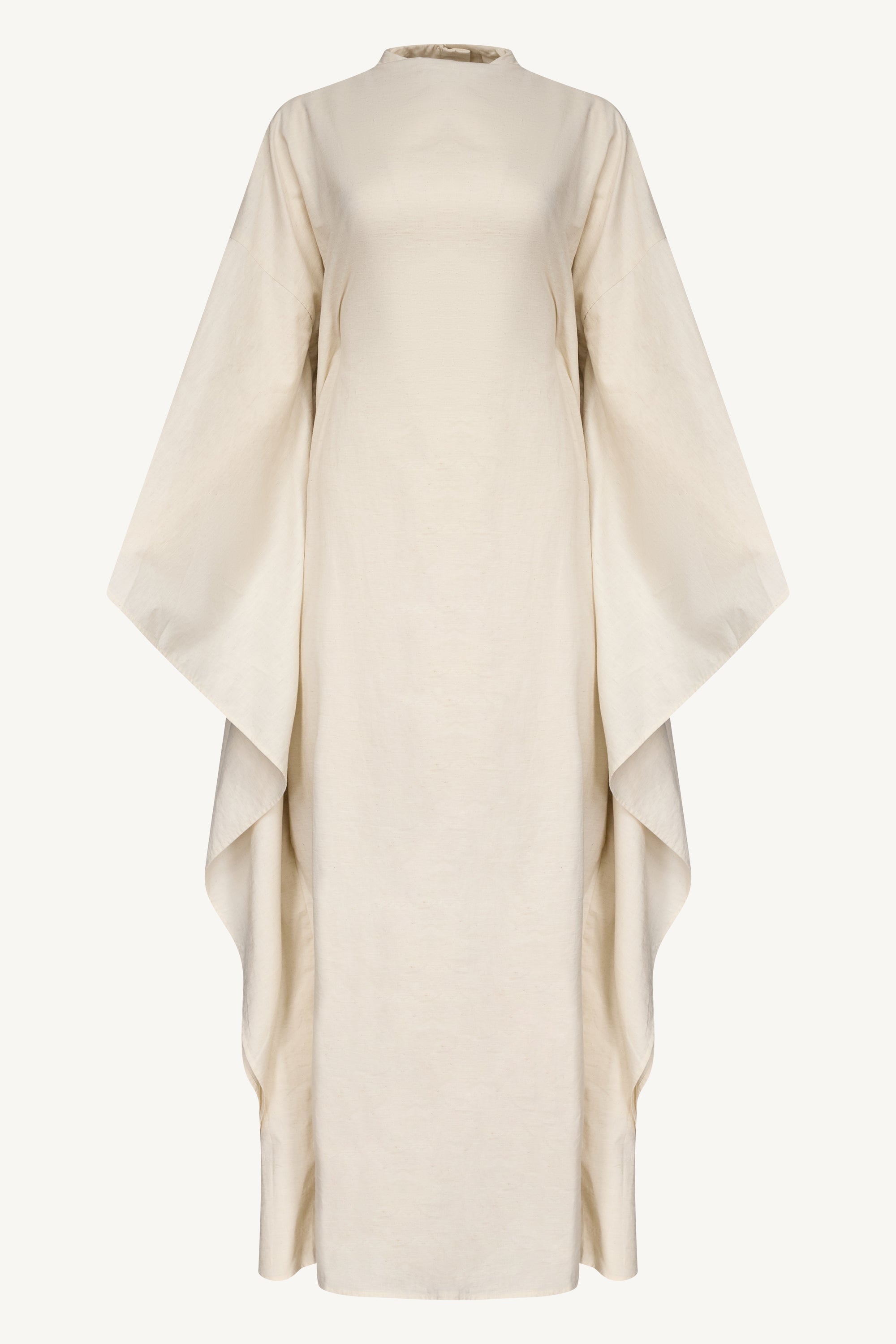 Cotton Linen Butterfly Inner Tie Abaya Dress - Oatmeal Abayas Veiled