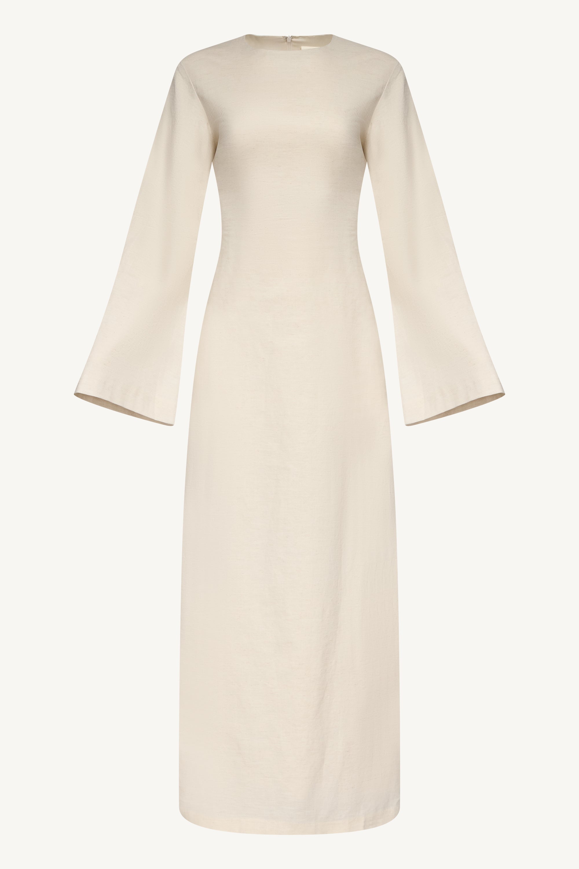 Cotton Linen Lace Up Back Maxi Dress - Oatmeal Abayas Veiled