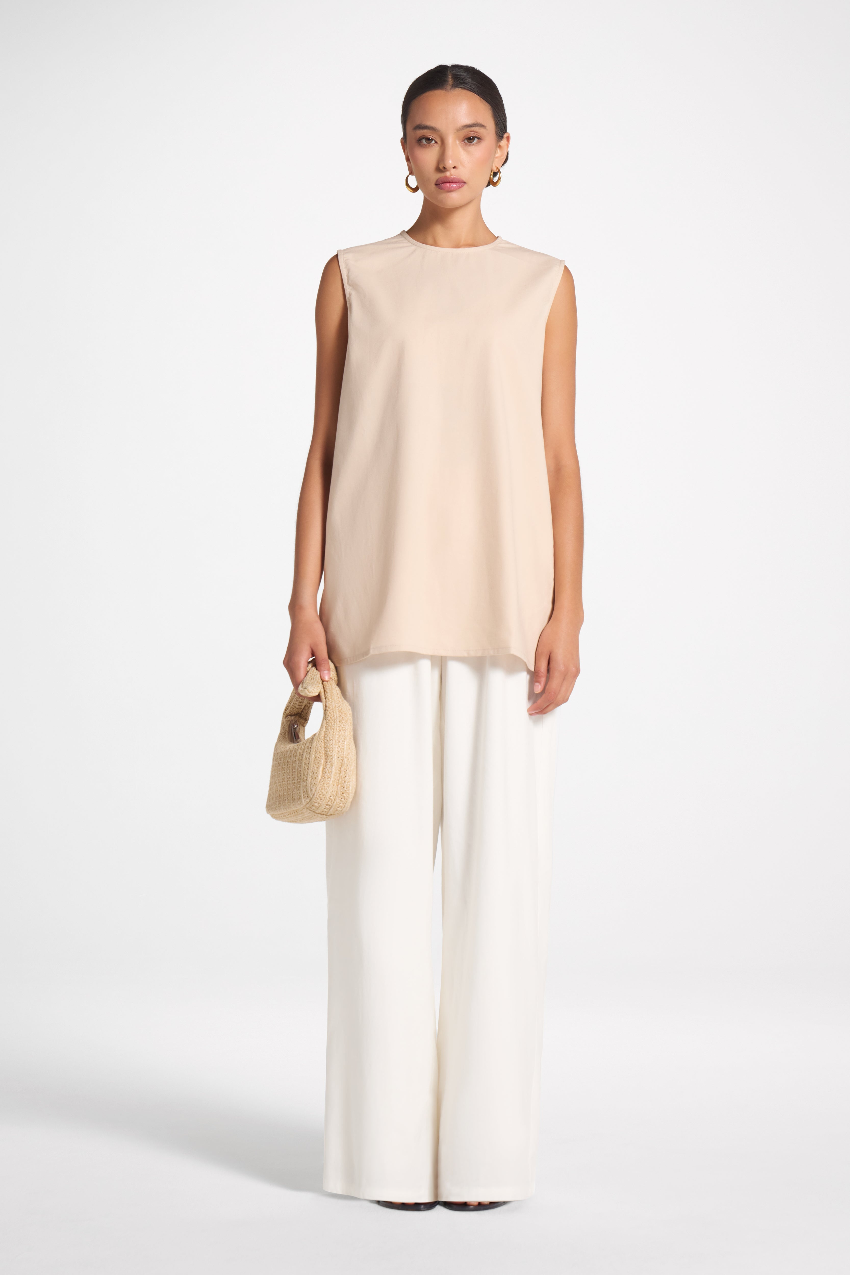 Cotton Linen Tank Top - Sand Veiled