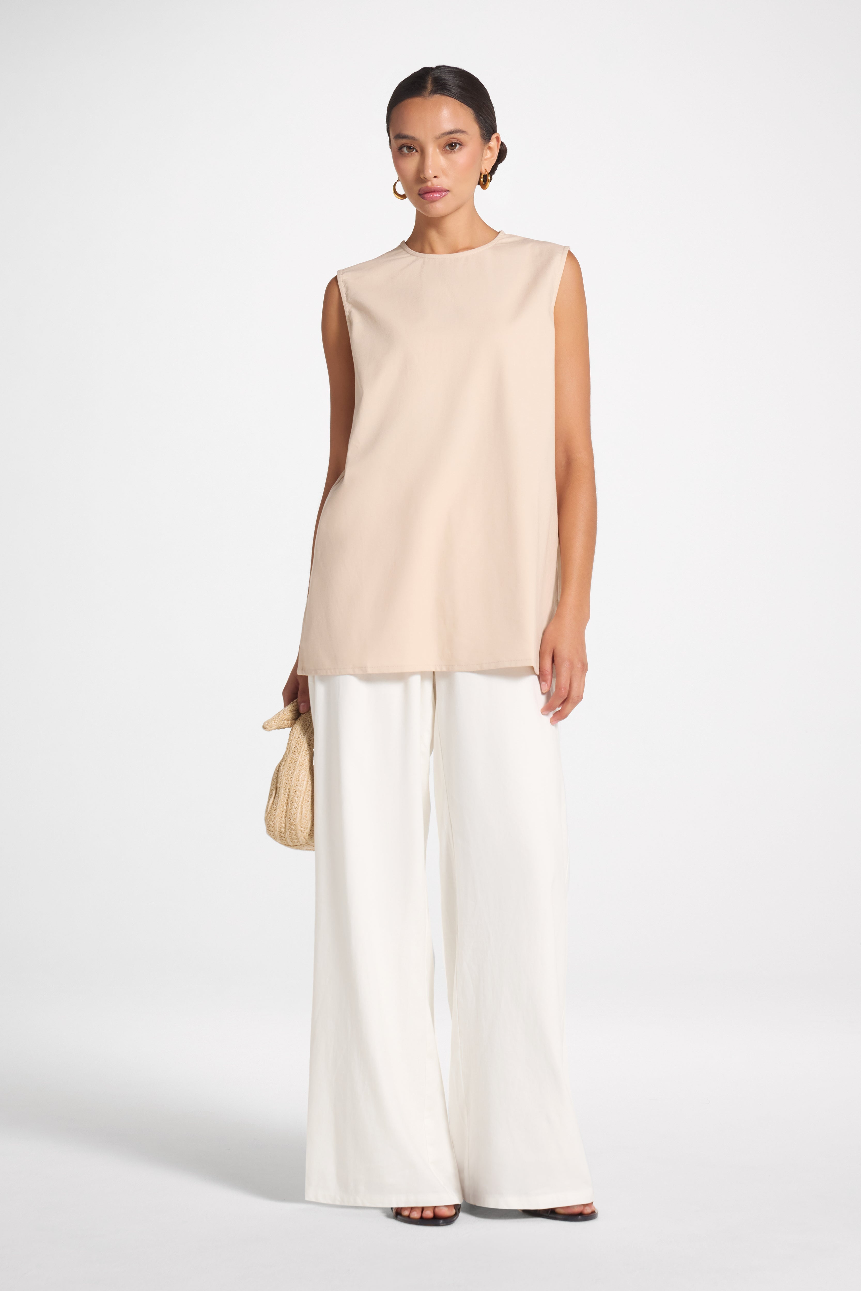 Cotton Linen Tank Top - Sand Veiled