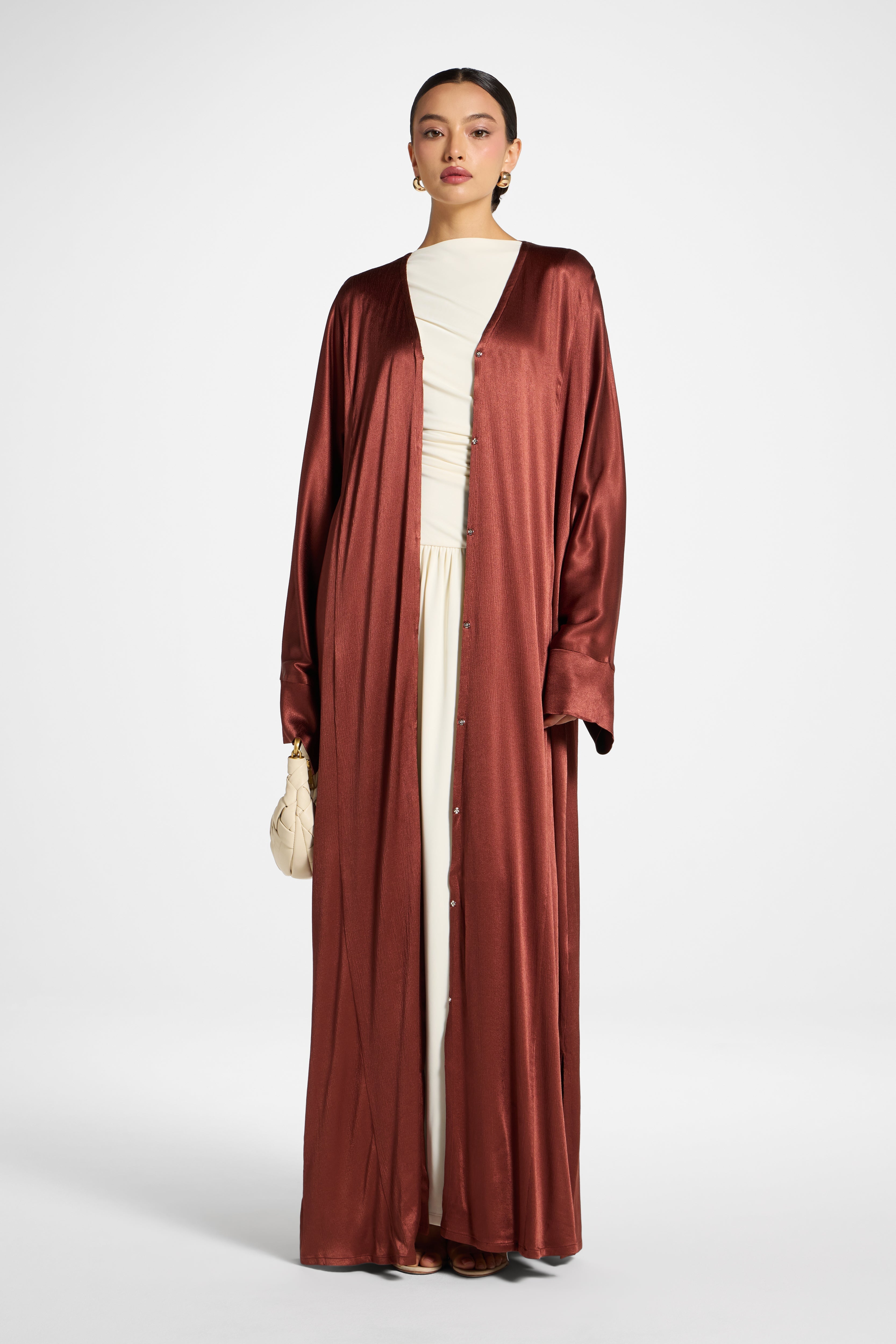 Cotton Open Abaya - Chocolate Raspberry Abayas Veiled