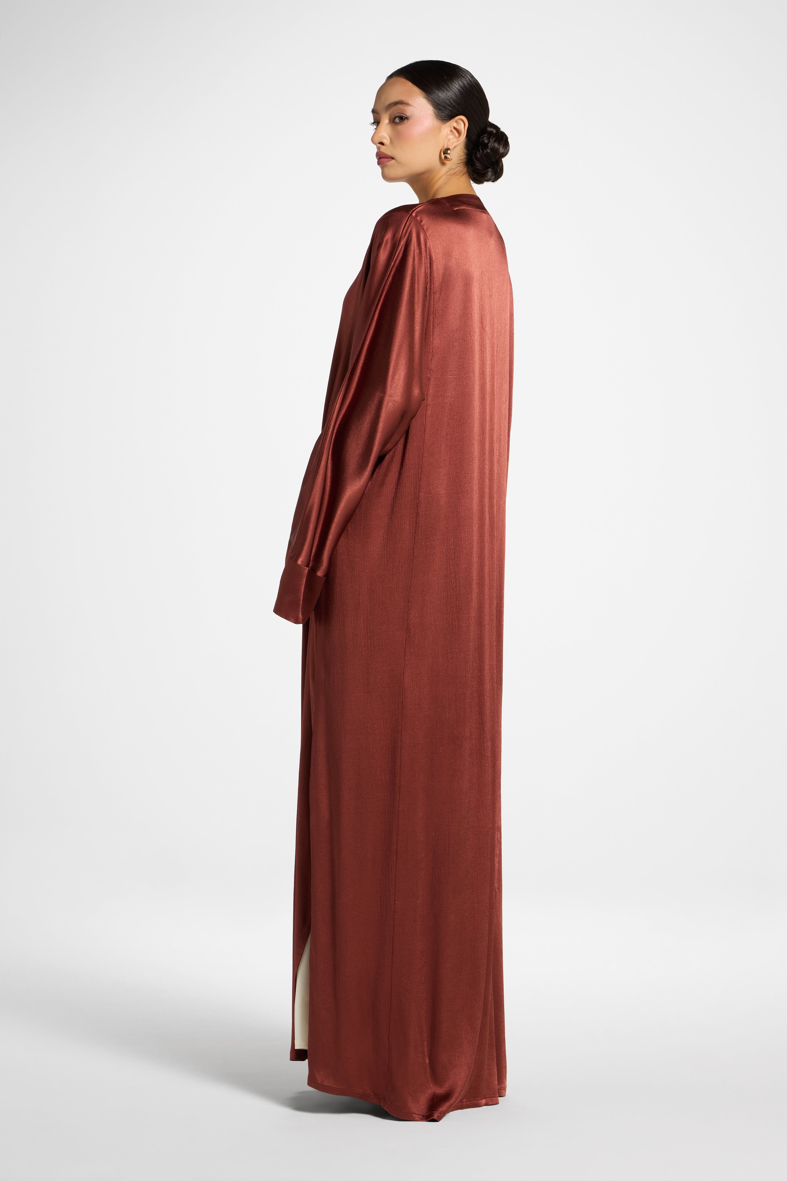 Cotton Open Abaya - Chocolate Raspberry Abayas Veiled