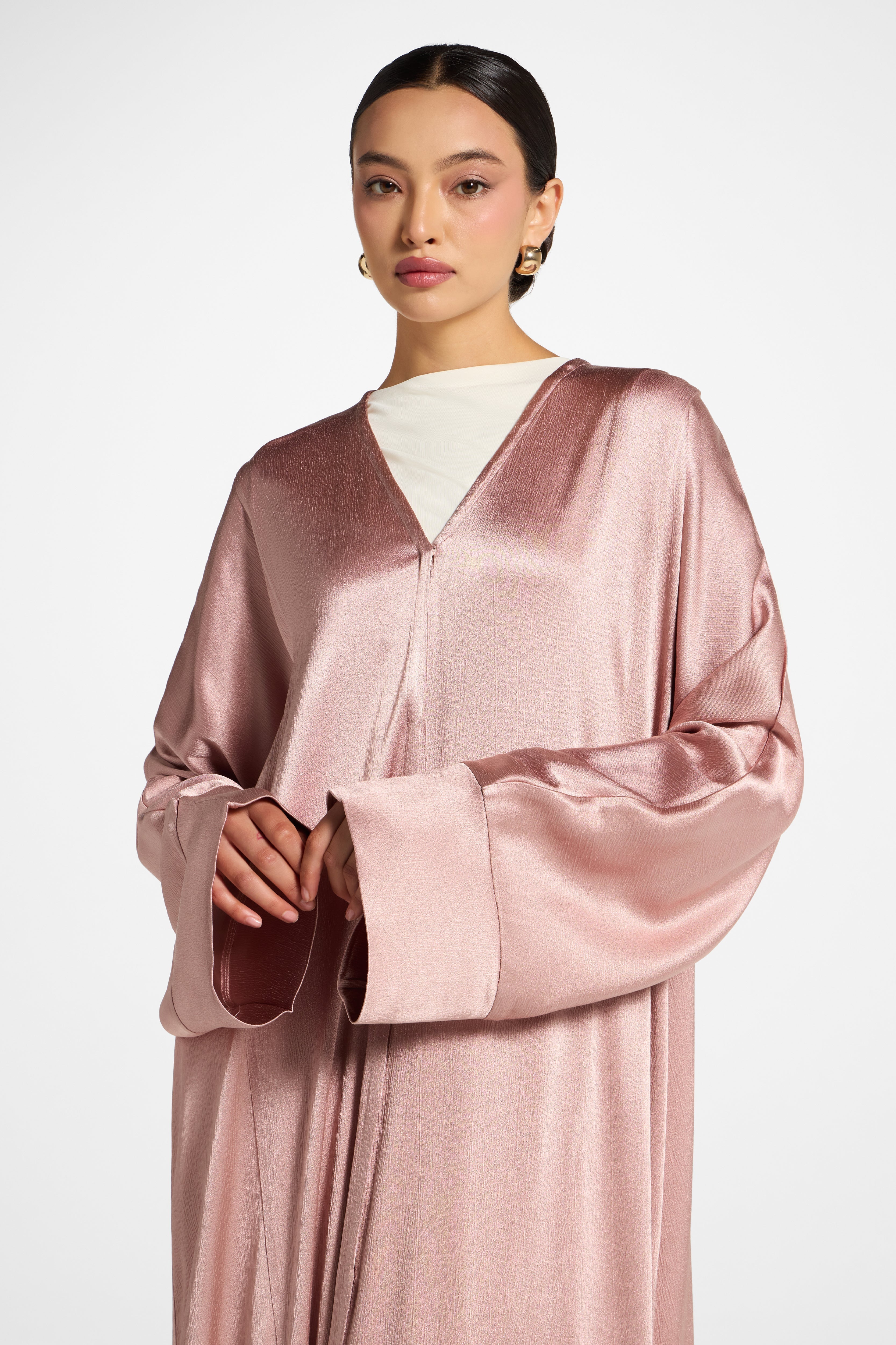 Cotton Open Abaya - Dusty Pink Abayas Veiled
