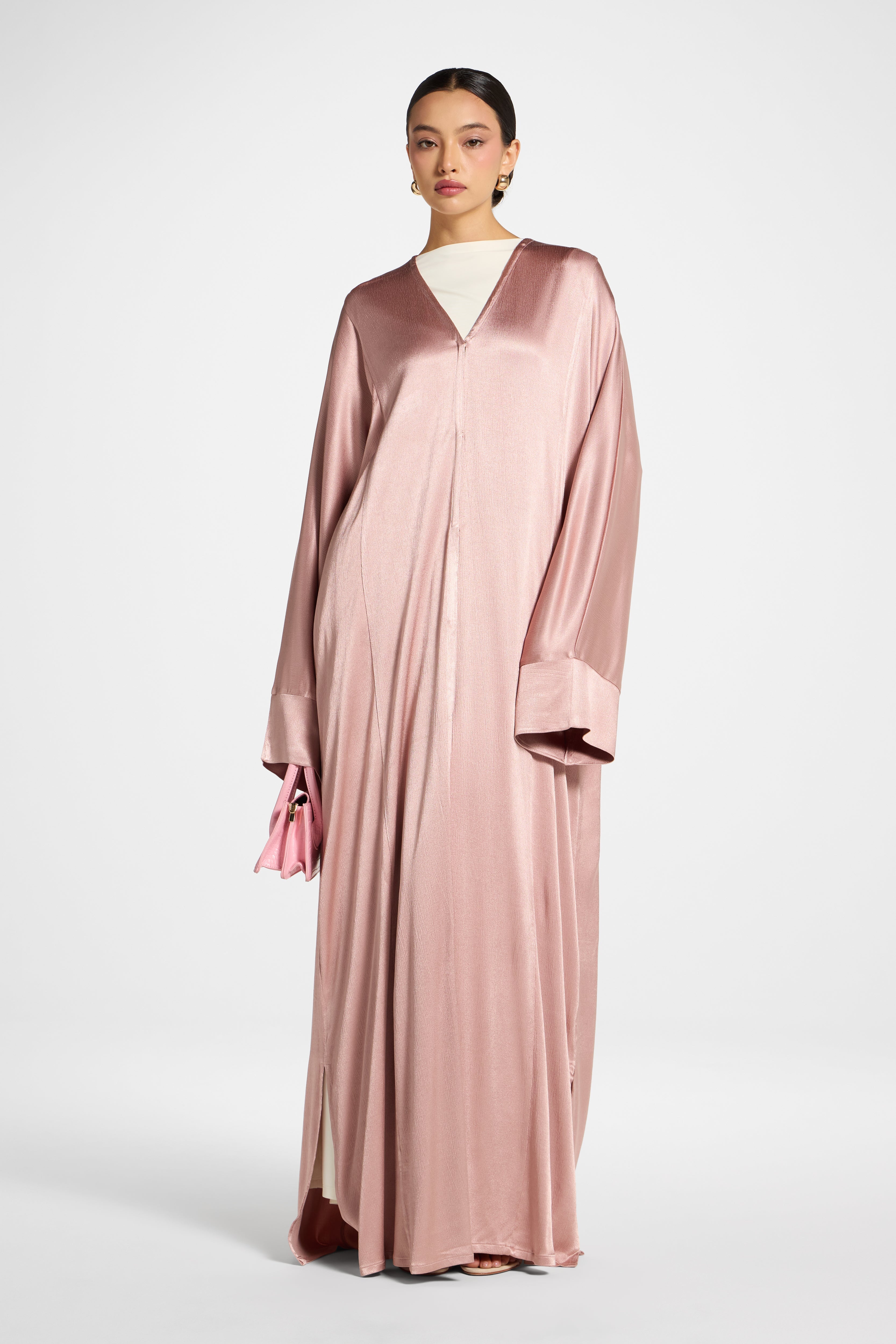 Cotton Open Abaya - Dusty Pink Abayas Veiled