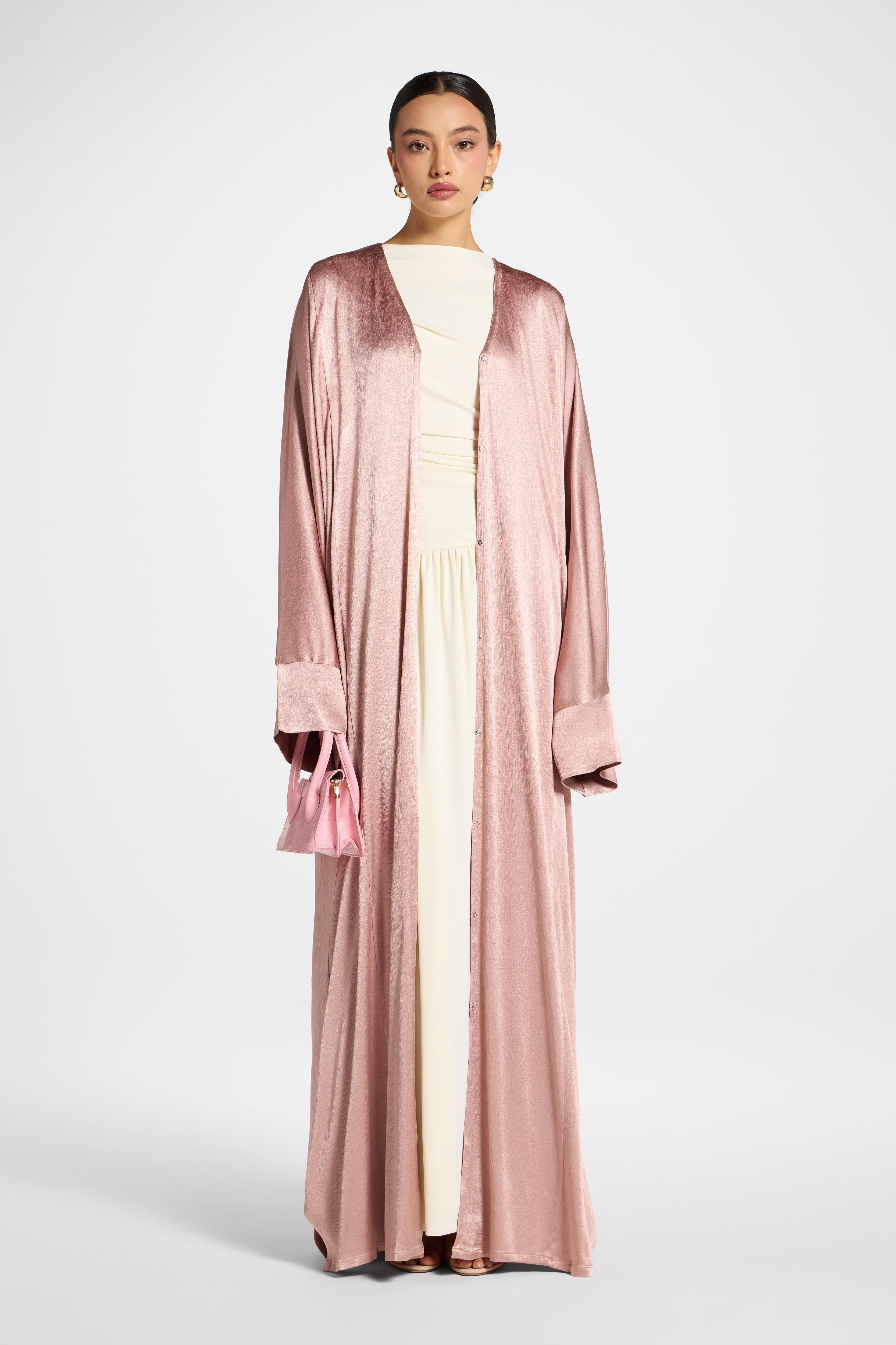 Cotton Open Abaya - Dusty Pink Abayas Veiled