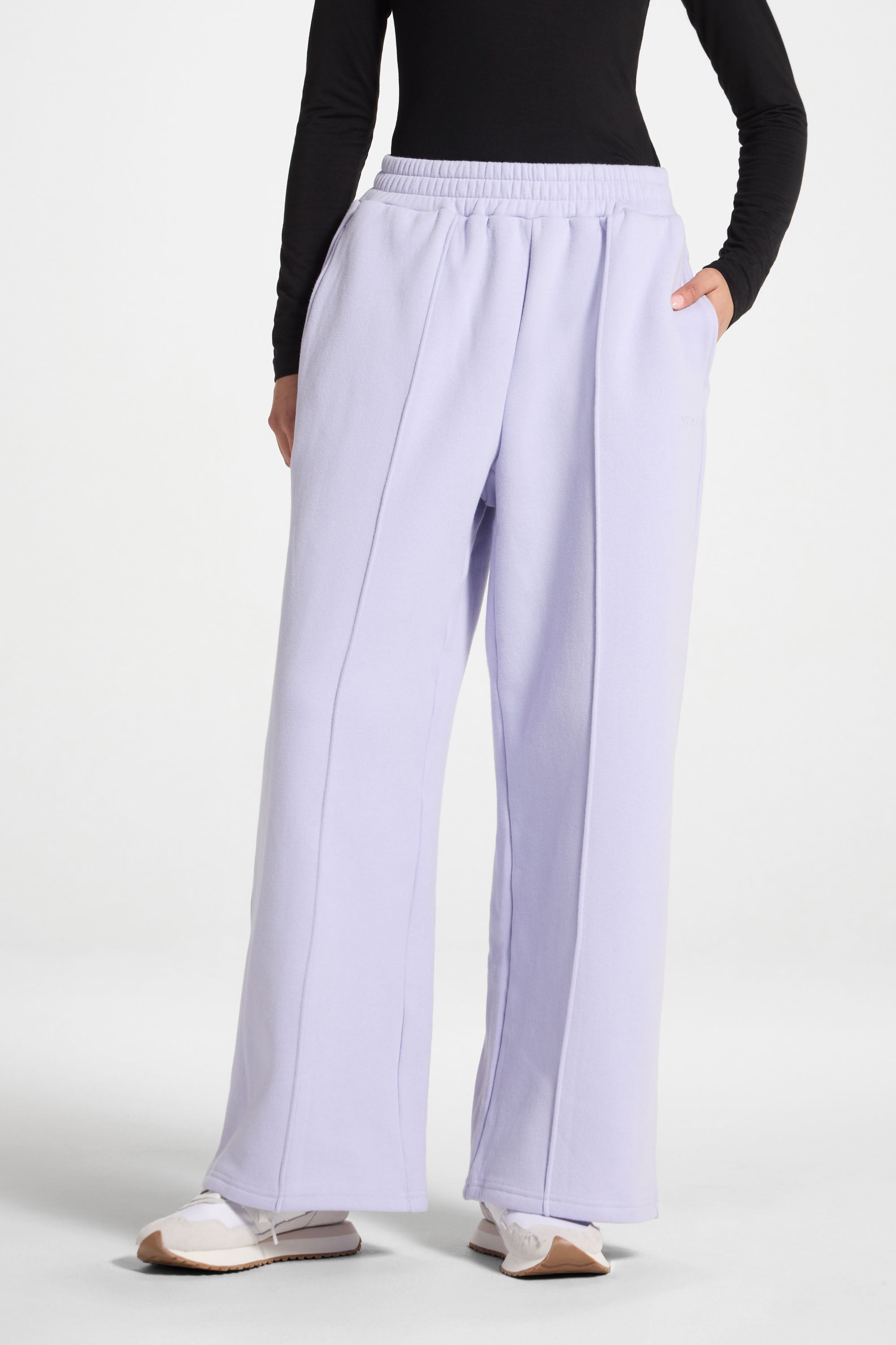 Cotton Pintuck Wide Leg Sweatpants - Lavender Abayas Veiled