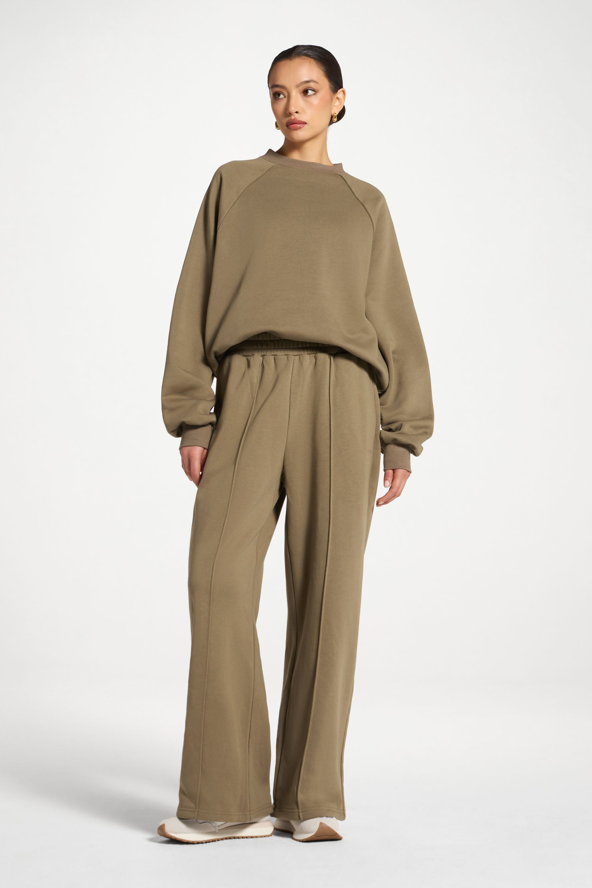 Cotton Pintuck Wide Leg Sweatpants - Midnight Moss Abayas Veiled