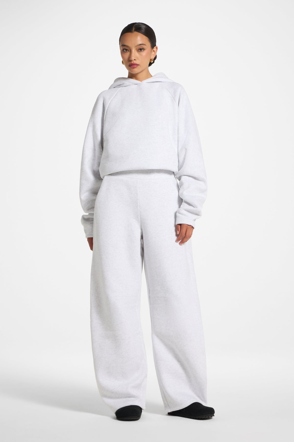 Cotton Pleated Lounge Set - Heather Grey Co-ord Set Veiled