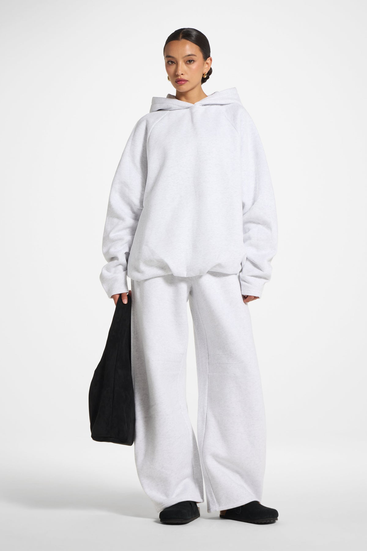 Cotton Pleated Lounge Set - Heather Grey Co-ord Set Veiled