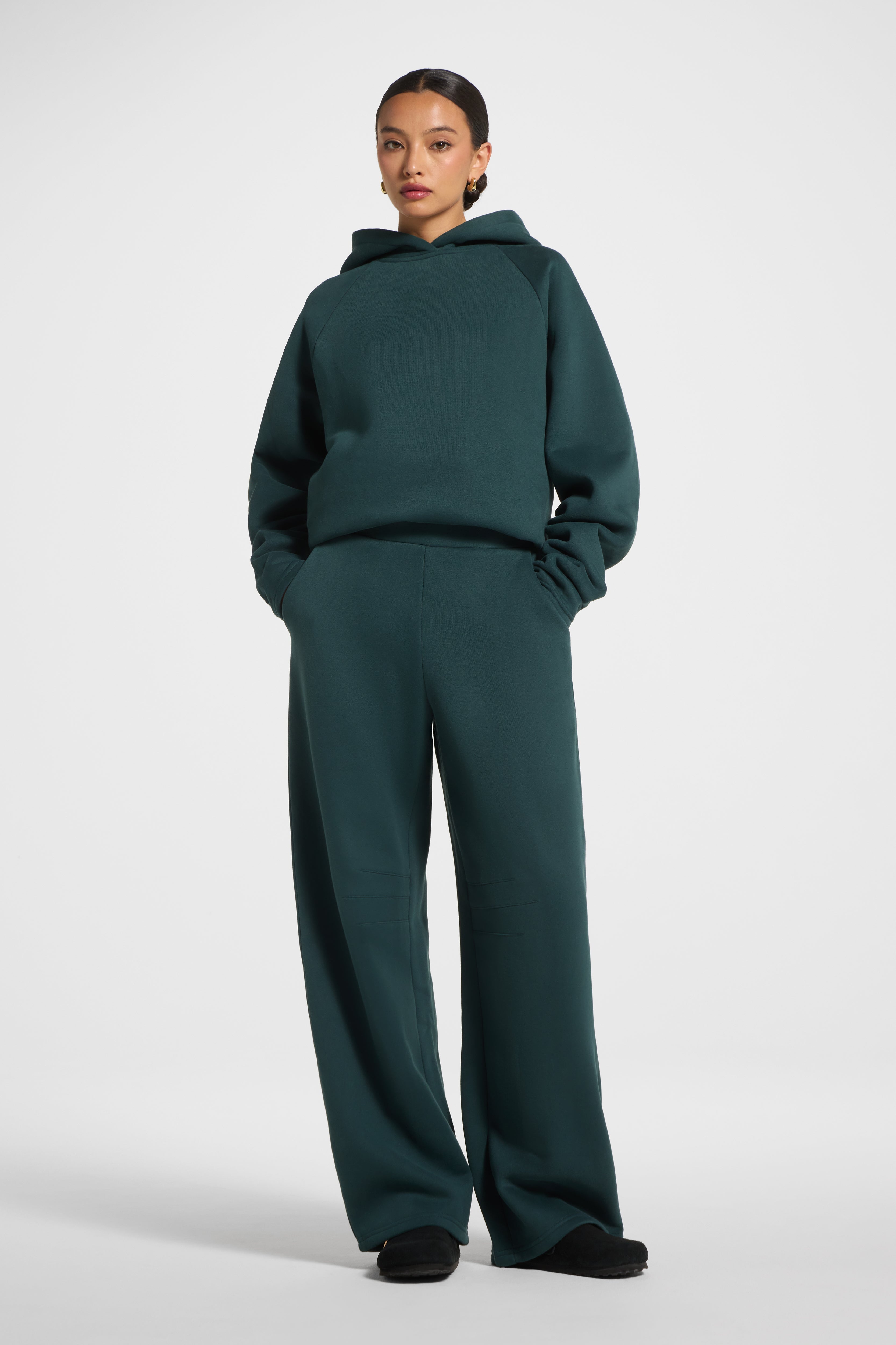 Cotton Pleated Lounge Set - Pine Co-ord Set Veiled