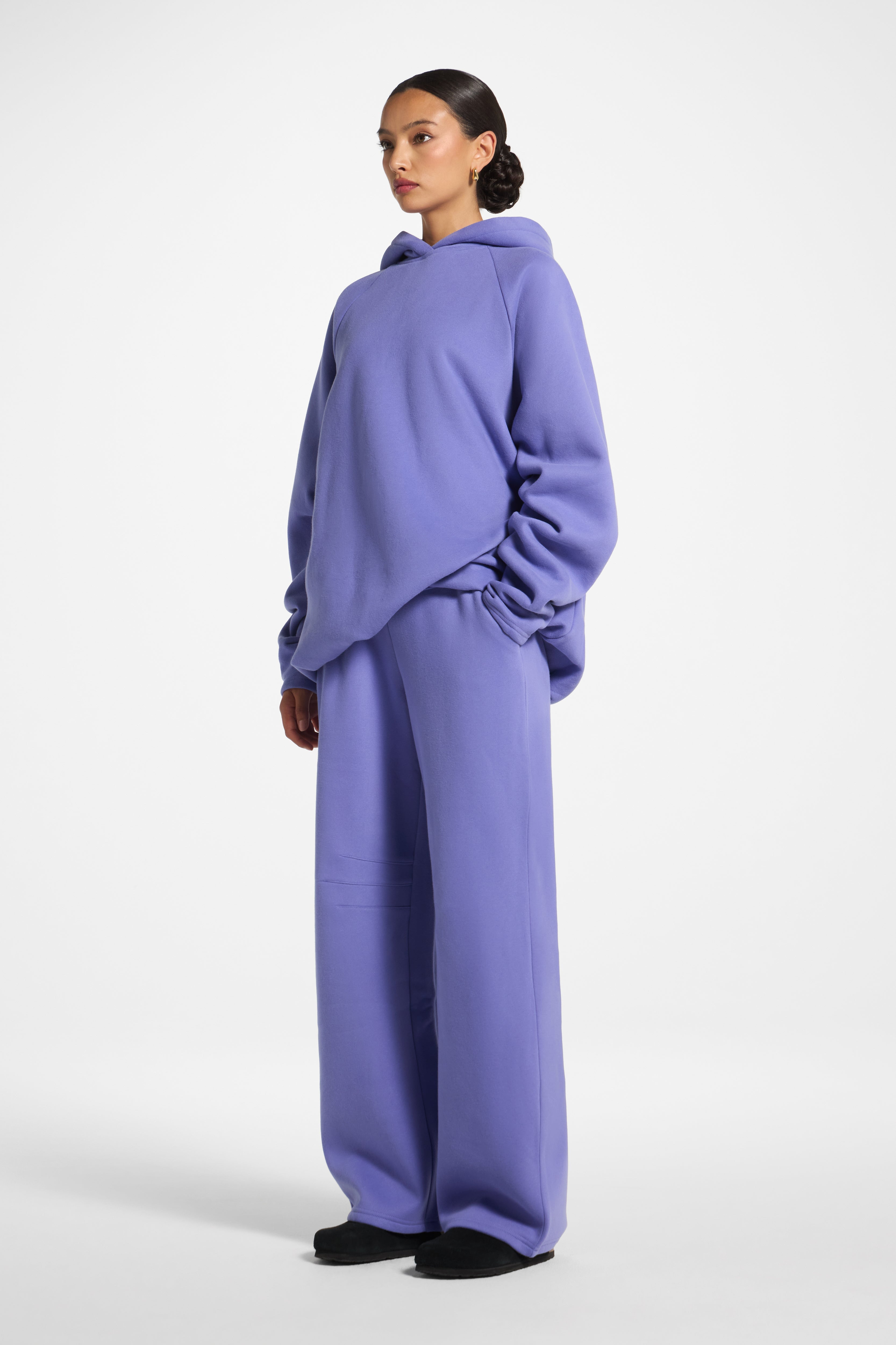 Cotton Pleated Lounge Set - Violet Ice Co-ord Set Veiled
