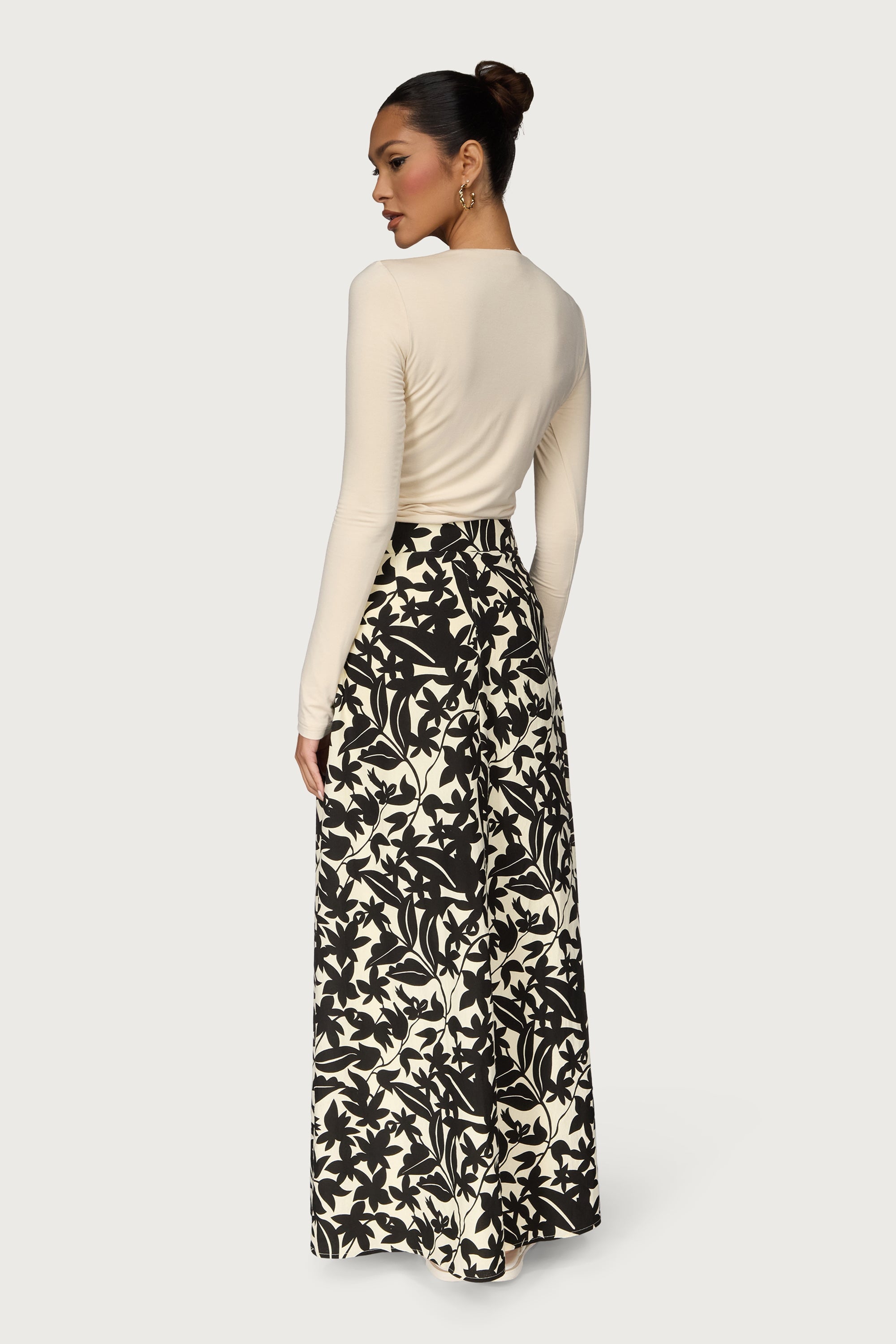 Cotton Printed Maxi Skirt - Black Floral Dresses Veiled