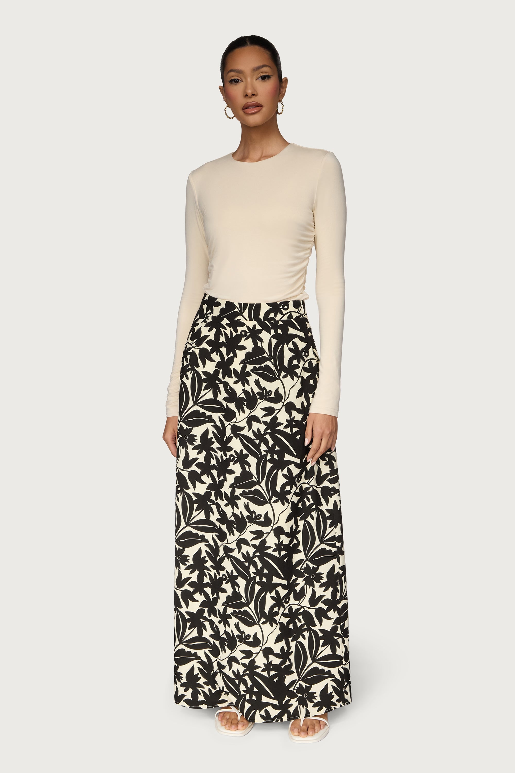 Cotton Printed Maxi Skirt - Black Floral Dresses Veiled