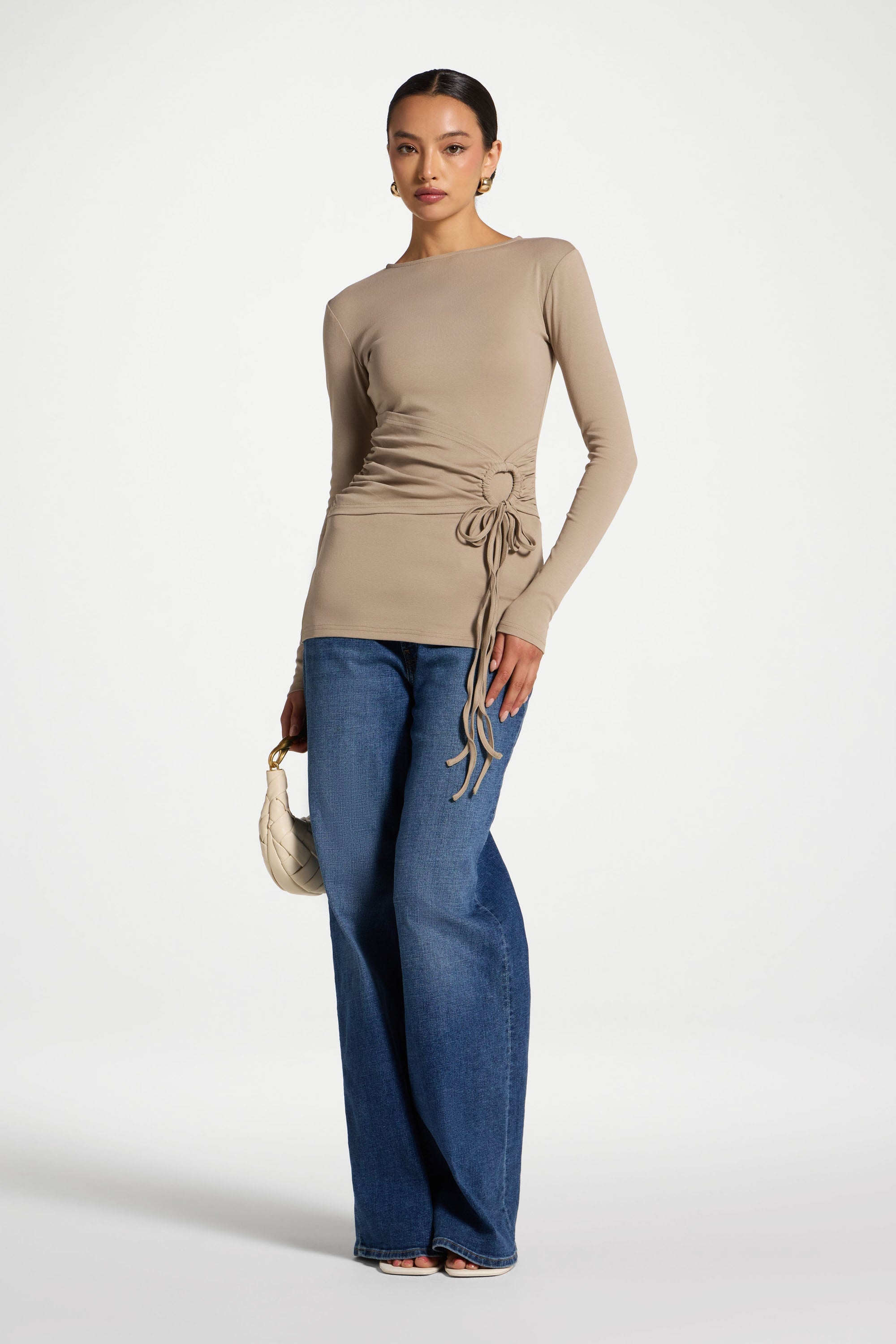Cotton Side Tie Top - Driftwood Top Veiled