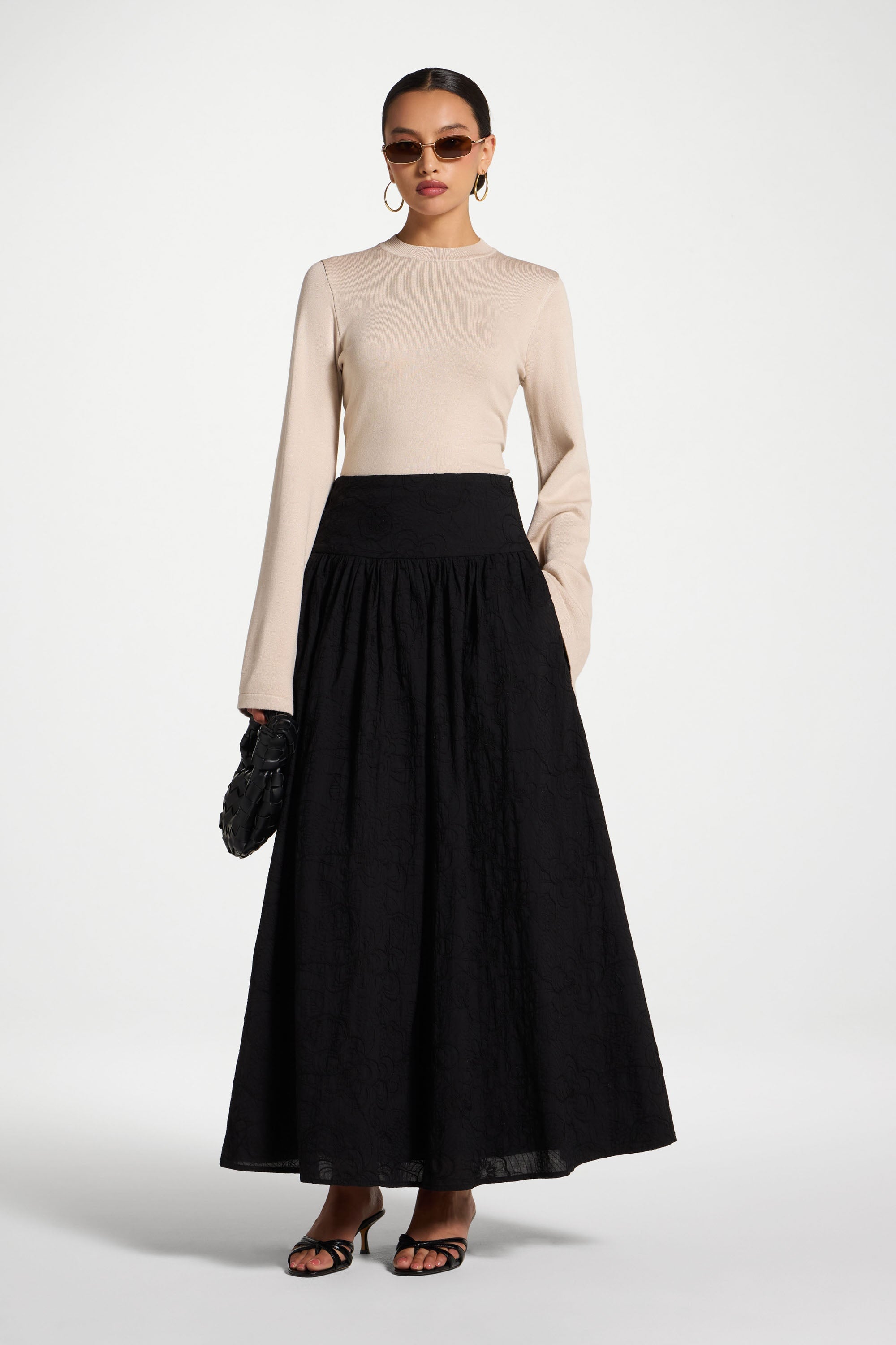 Cotton Skirt - Black Skirt Veiled