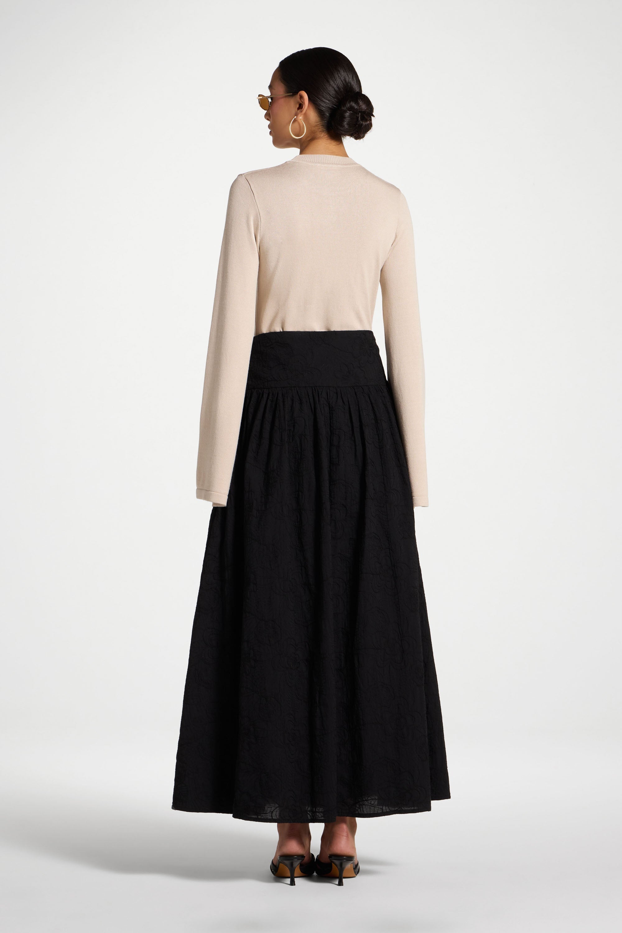 Cotton Skirt - Black Skirt Veiled