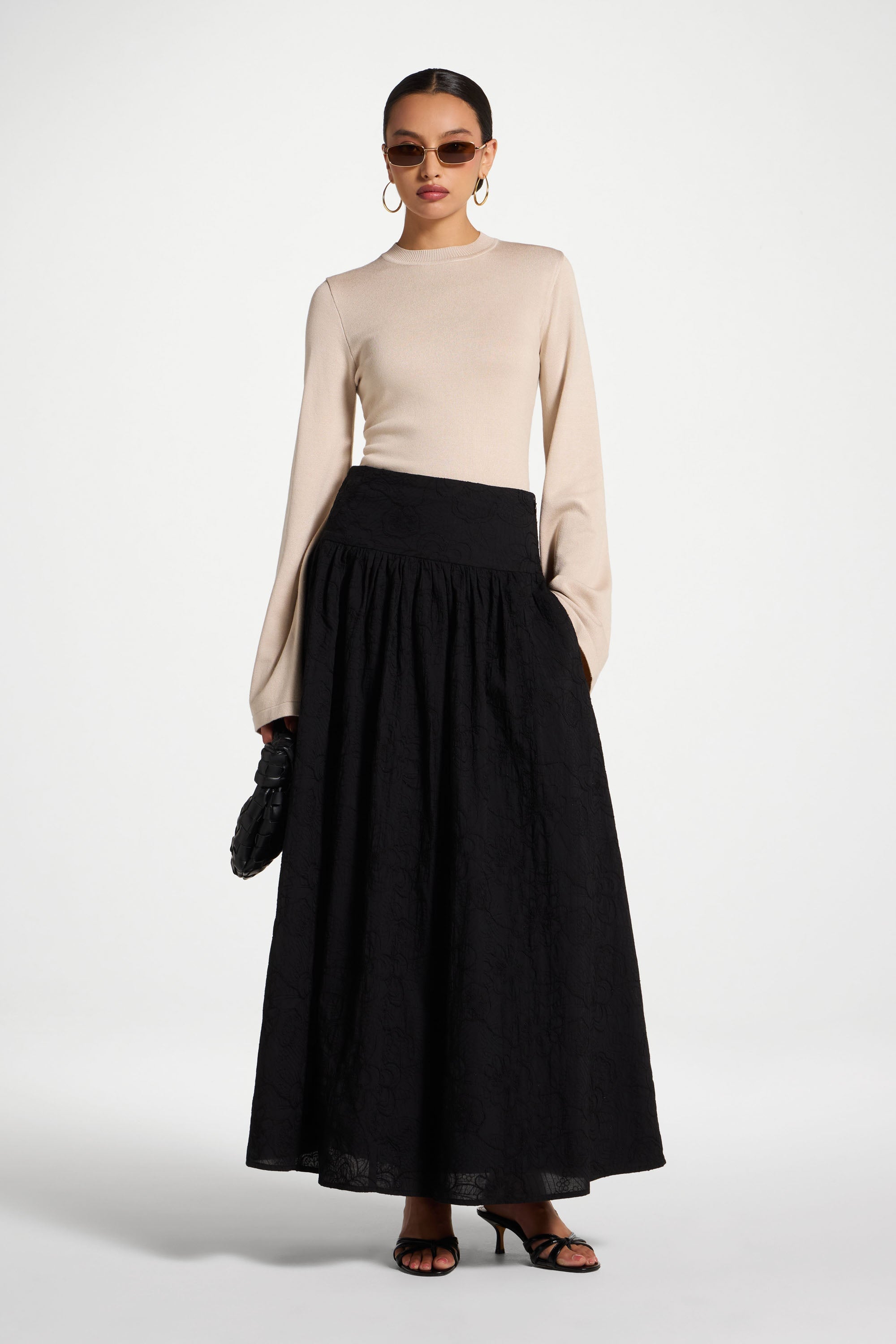 Cotton Skirt - Black Skirt Veiled