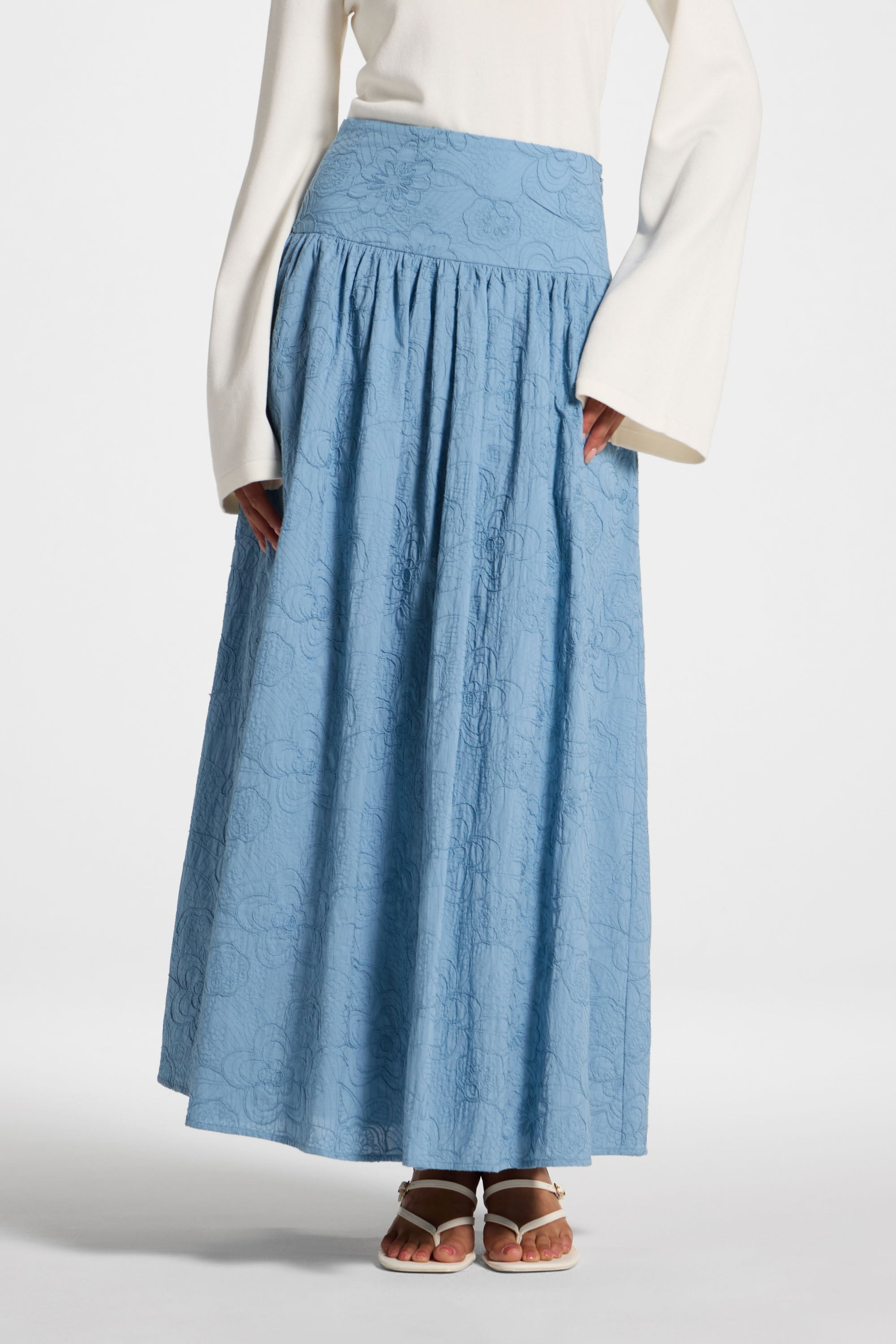 Cotton Skirt - Blue Skirt Veiled