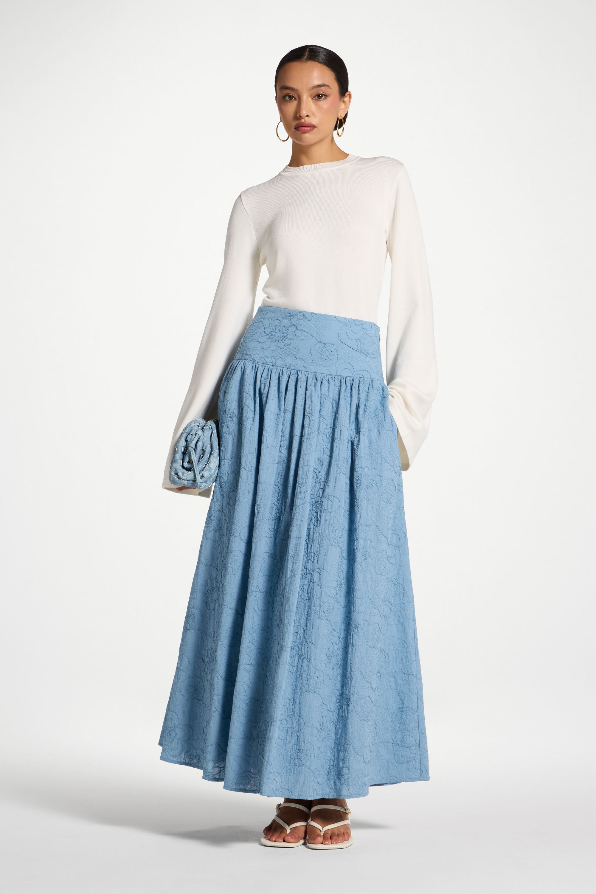 Cotton Skirt - Blue Skirt Veiled