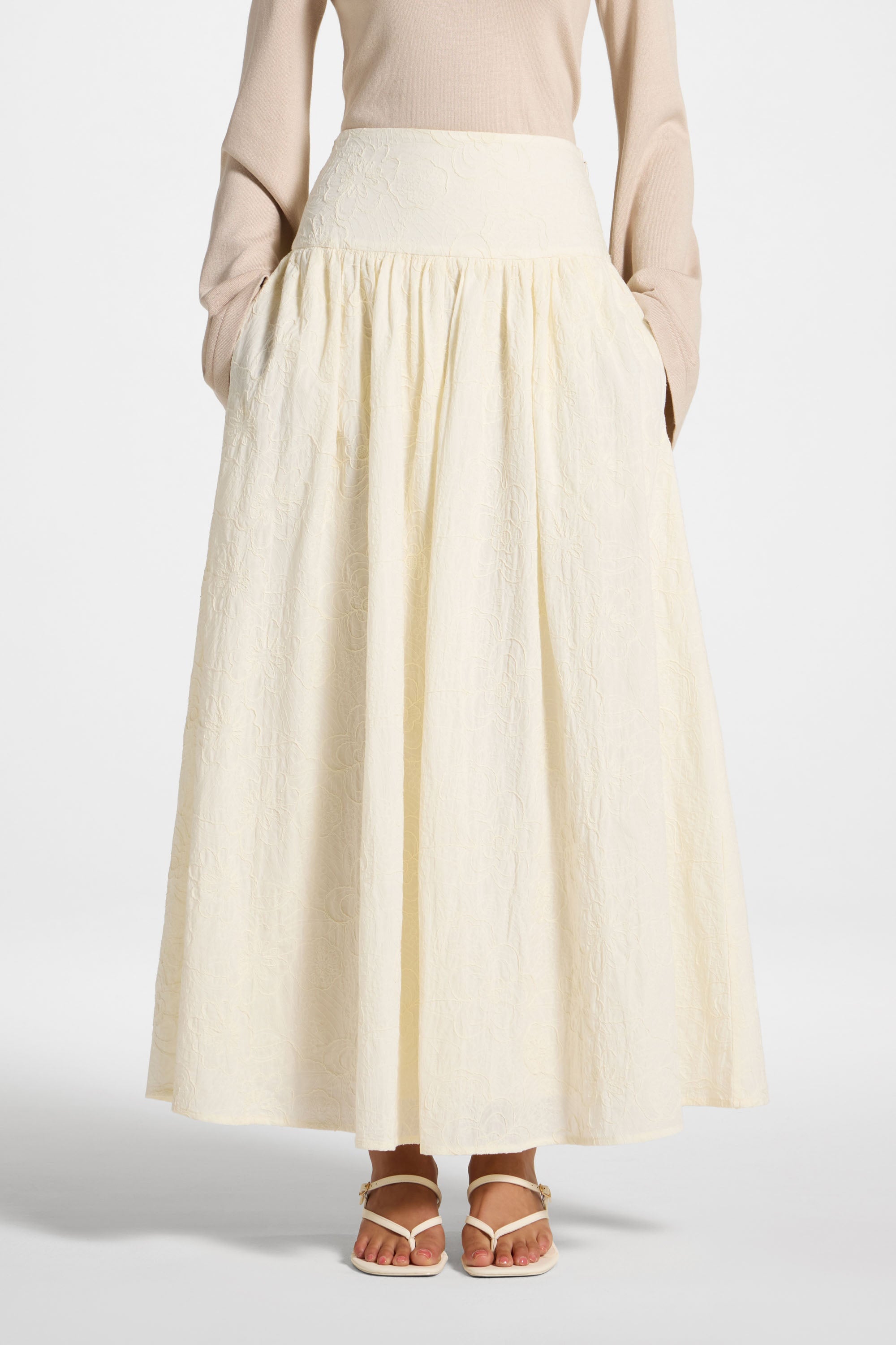 Cotton Skirt - White Skirt Veiled