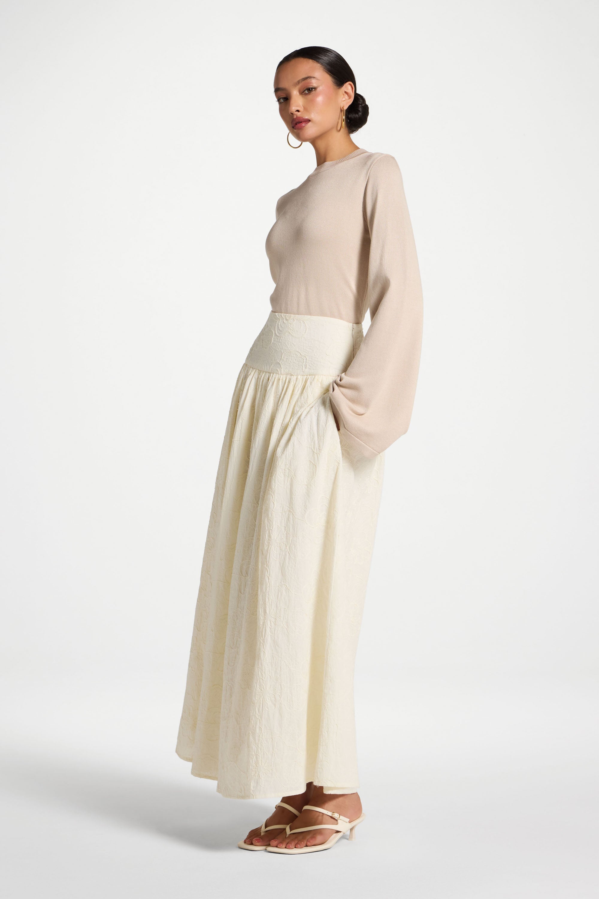Cotton Skirt - White Skirt Veiled