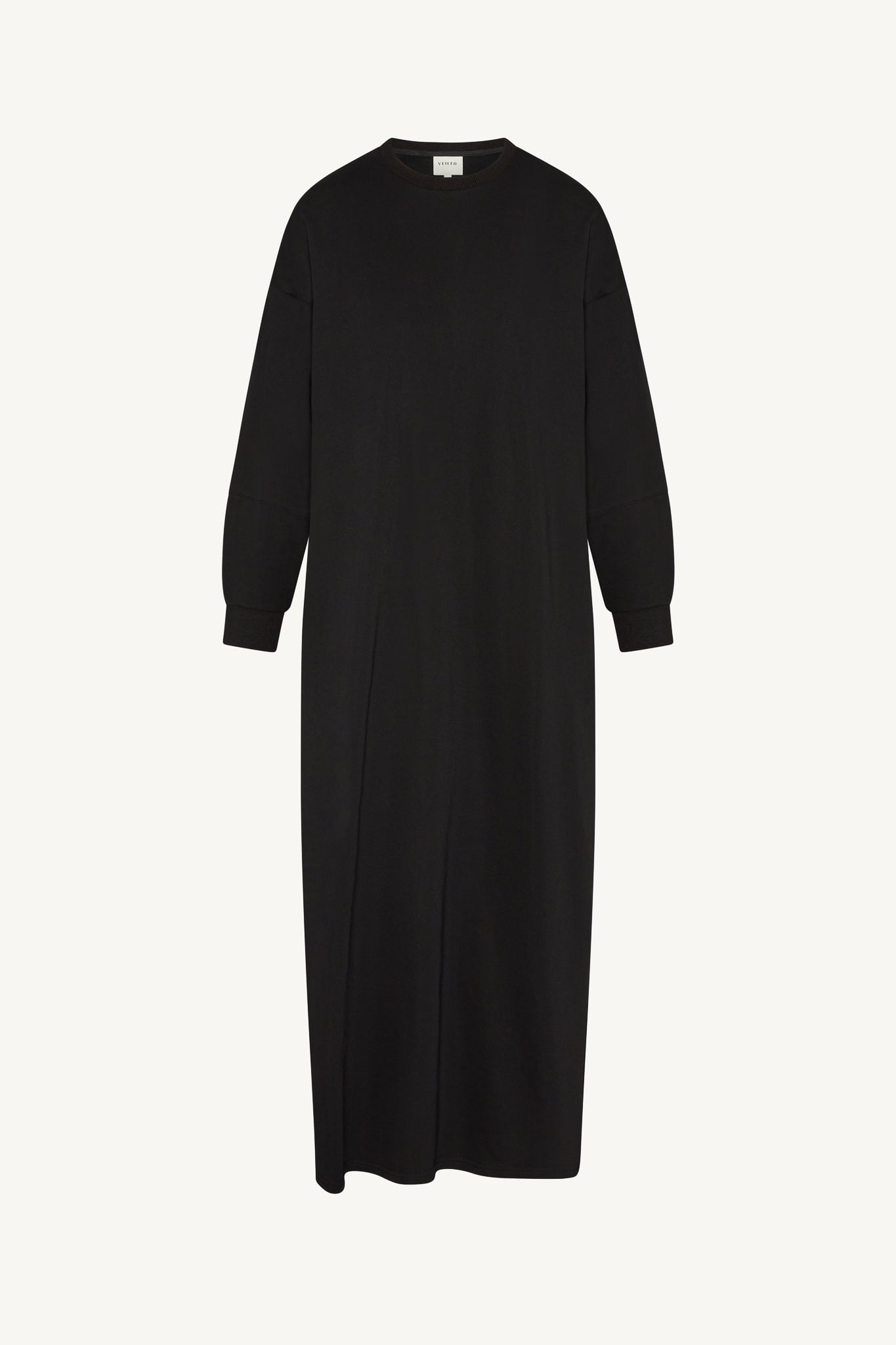 Cotton Sweatshirt Dress - Black Abayas Veiled