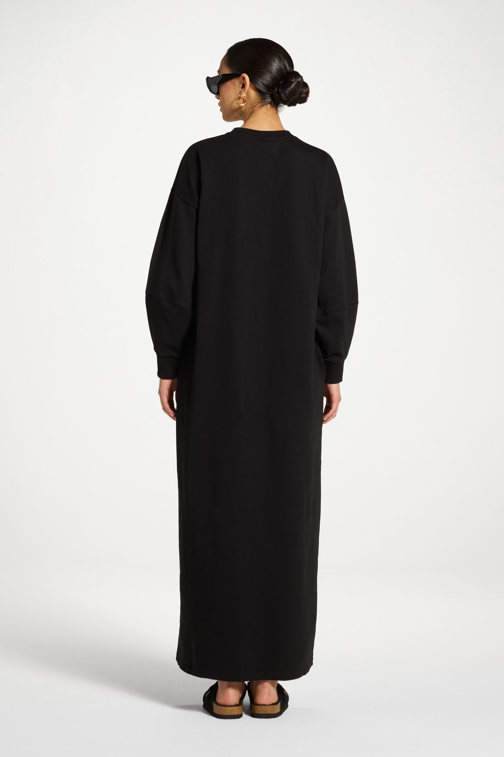 Cotton Sweatshirt Dress - Black Abayas Veiled