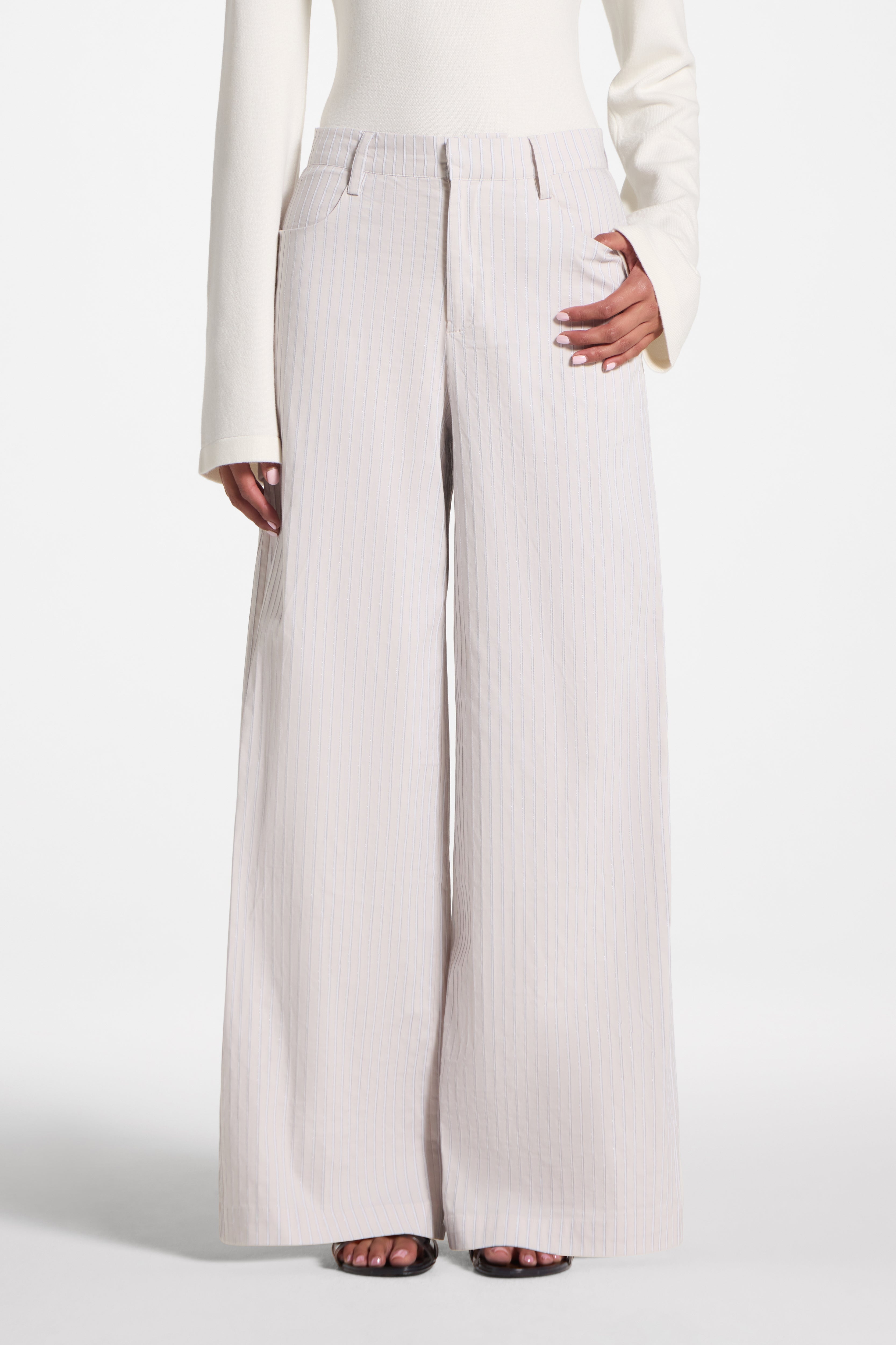 Cotton Wide Leg Pant - Stone Pants Veiled
