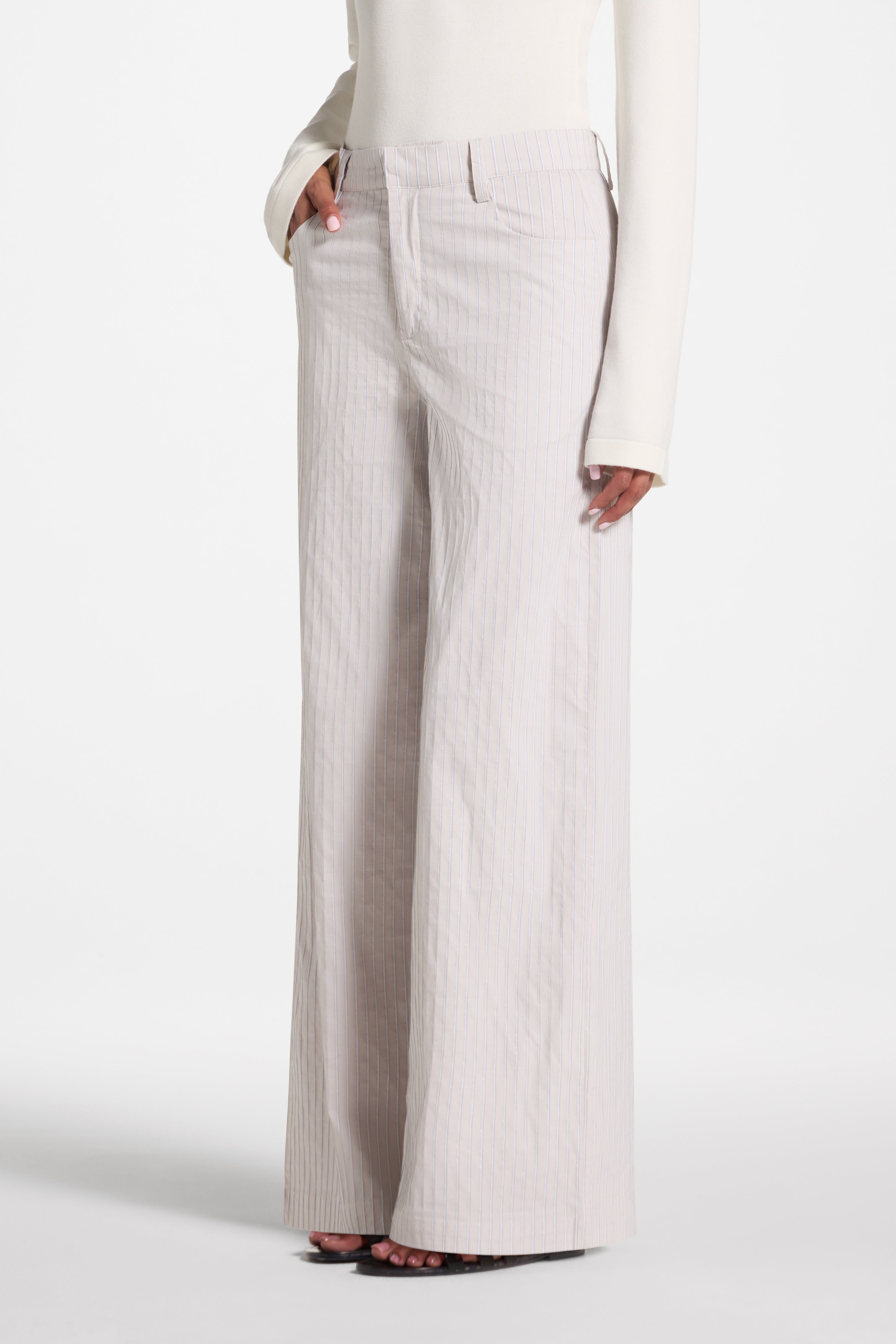 Cotton Wide Leg Pant - Stone Pants Veiled
